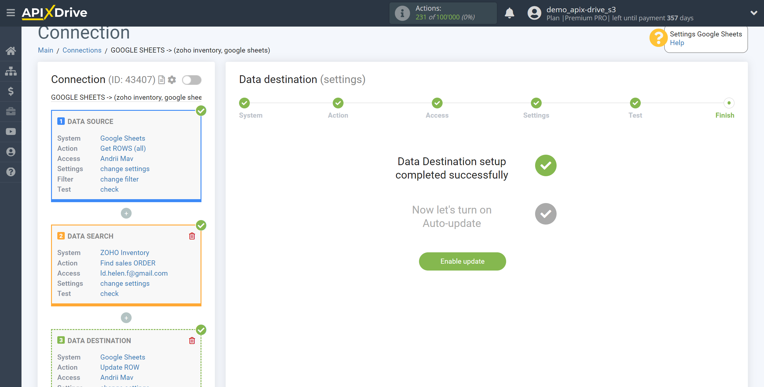 Setting up Zoho Inventory Sales Order Search in Google Sheets | Enable auto-update