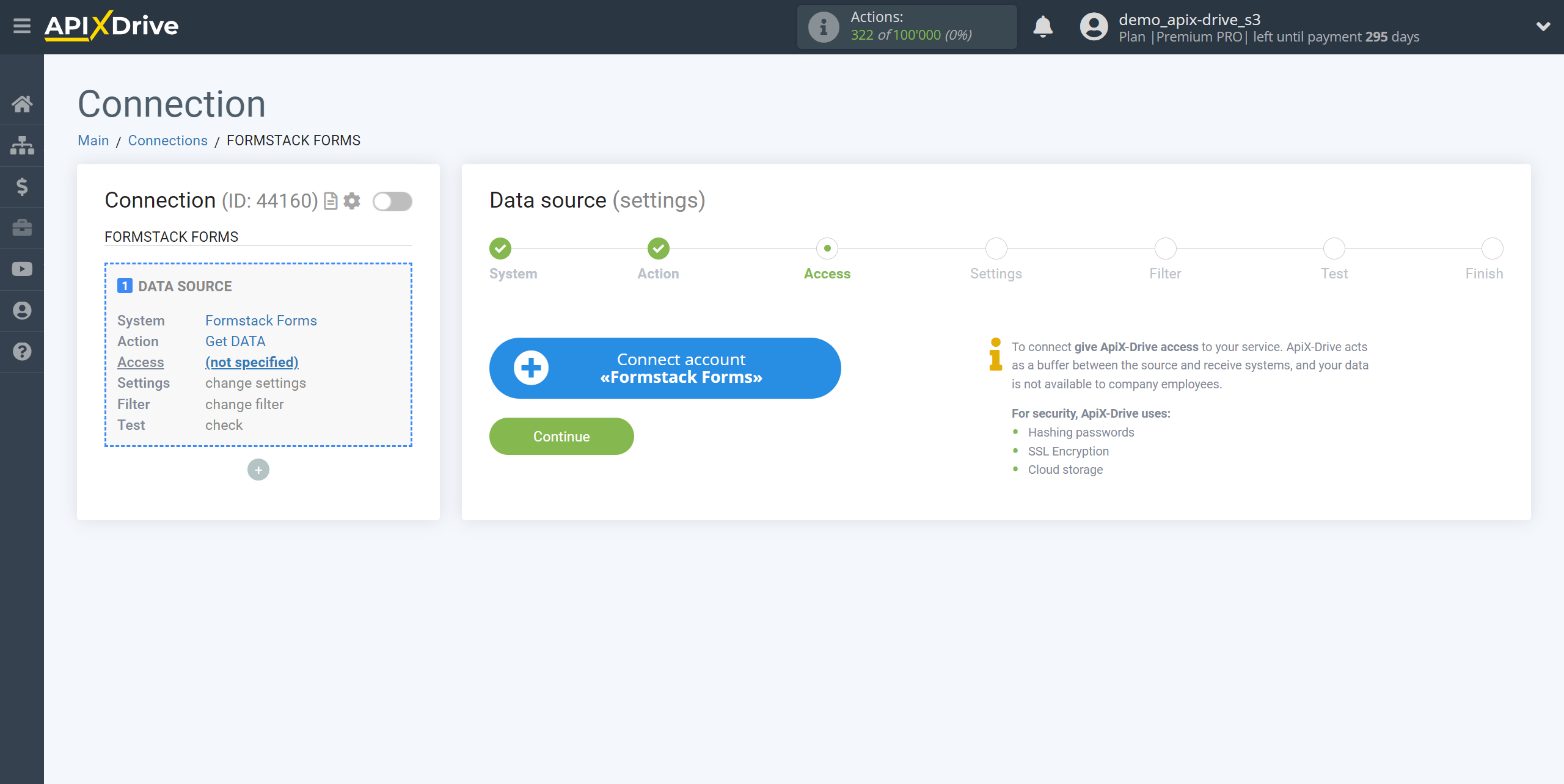 How to Connect Formstack Forms as Data Source | Account connection