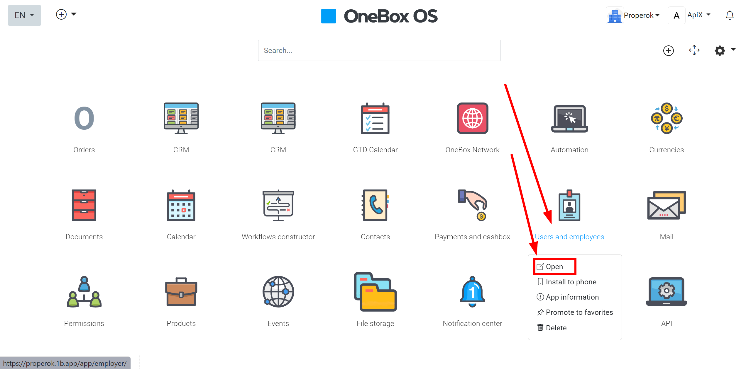 How to setup OneBox Change Order / Create Order | Go to the "Users and Employees" settings