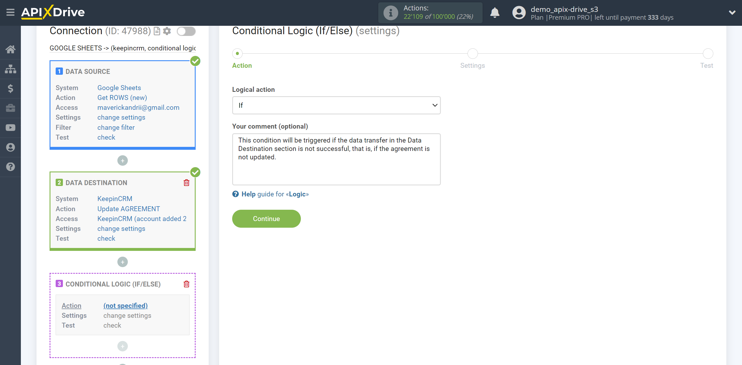 How to setup KeepinCRM Update Agreement / Create Agreement | Action selection