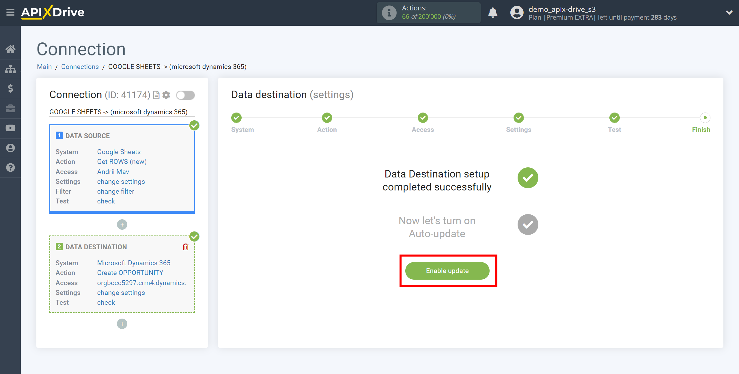 How to Connect Microsoft Dynamics 365 as Data Destination | Enable auto-update