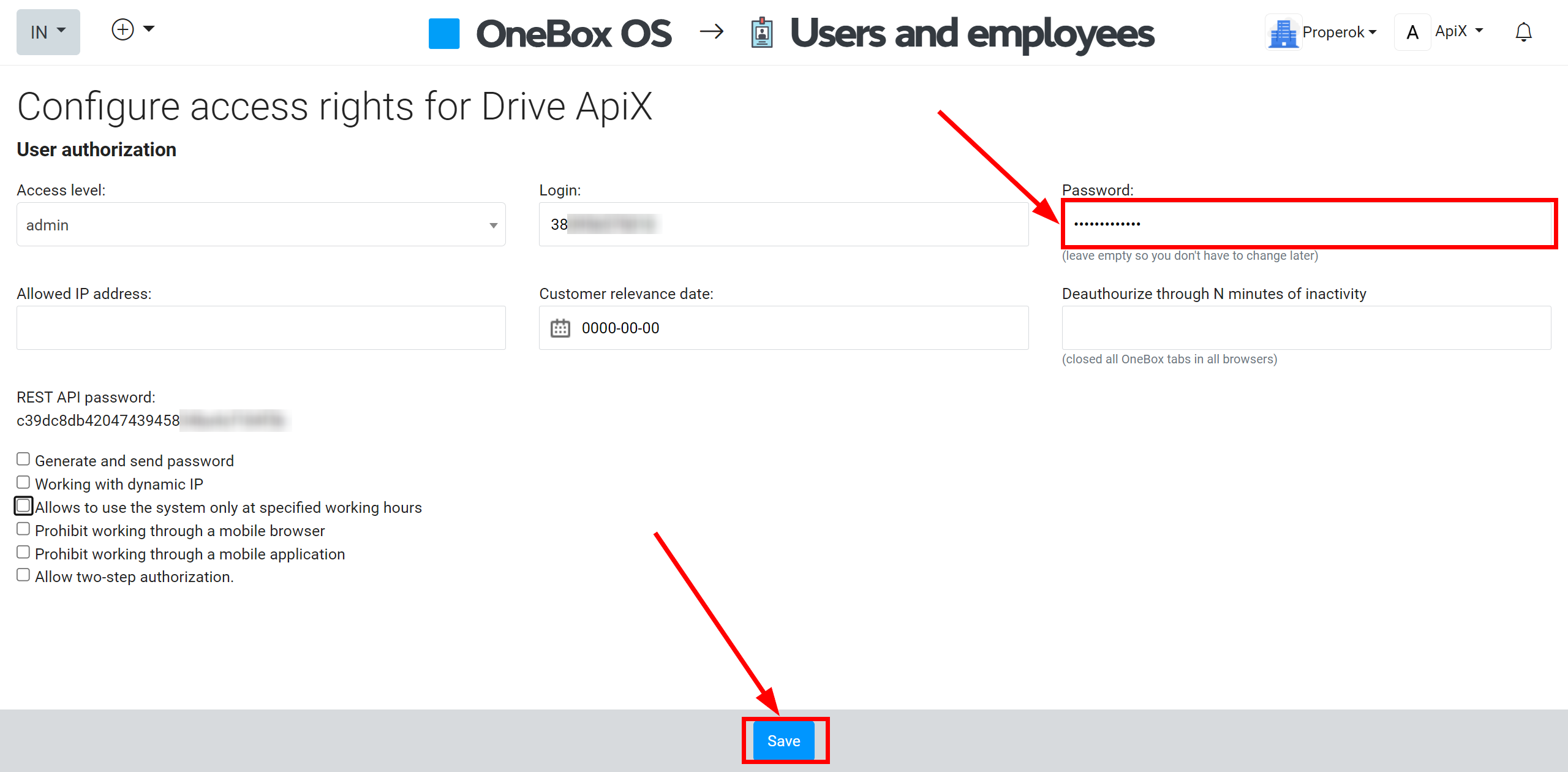 How to setup OneBox Change Order / Create Order | Setting a password