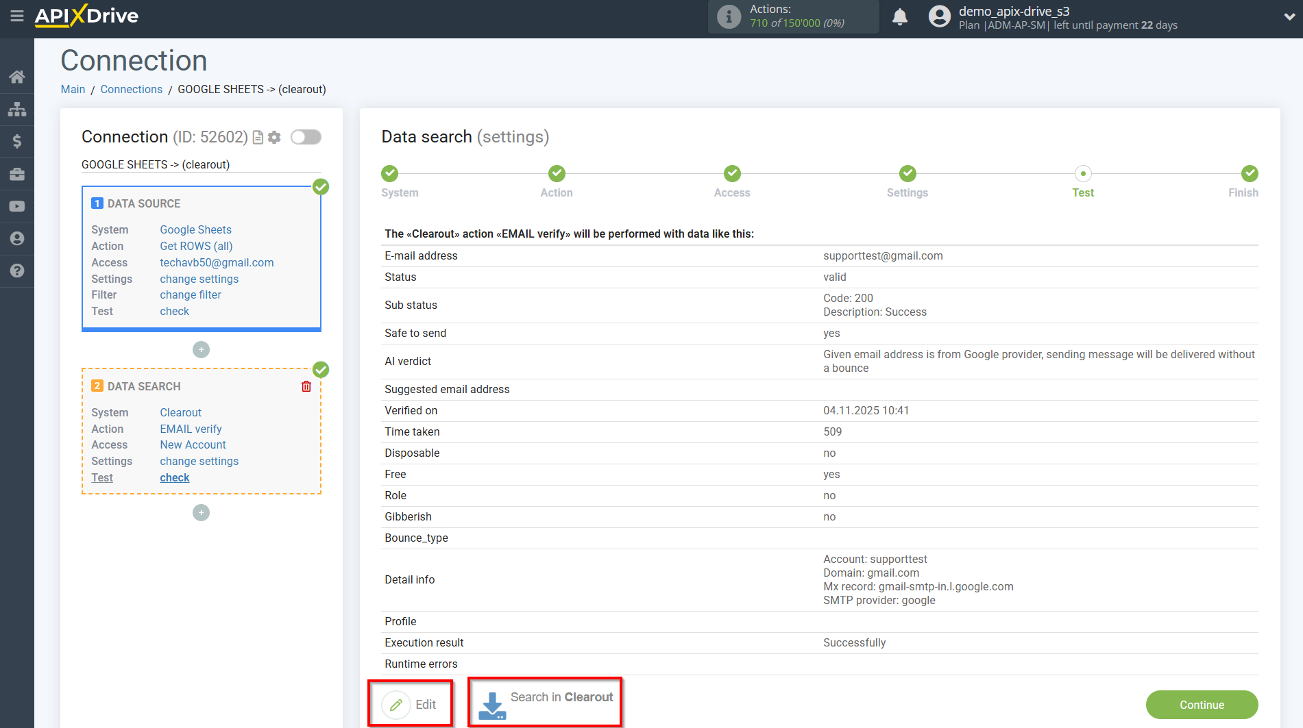 Setting Search to Verification E-MAIL Clearout in Google Sheets | Test data Setting Search to Verification E-MAIL Clearout in Google Sheets | Test data