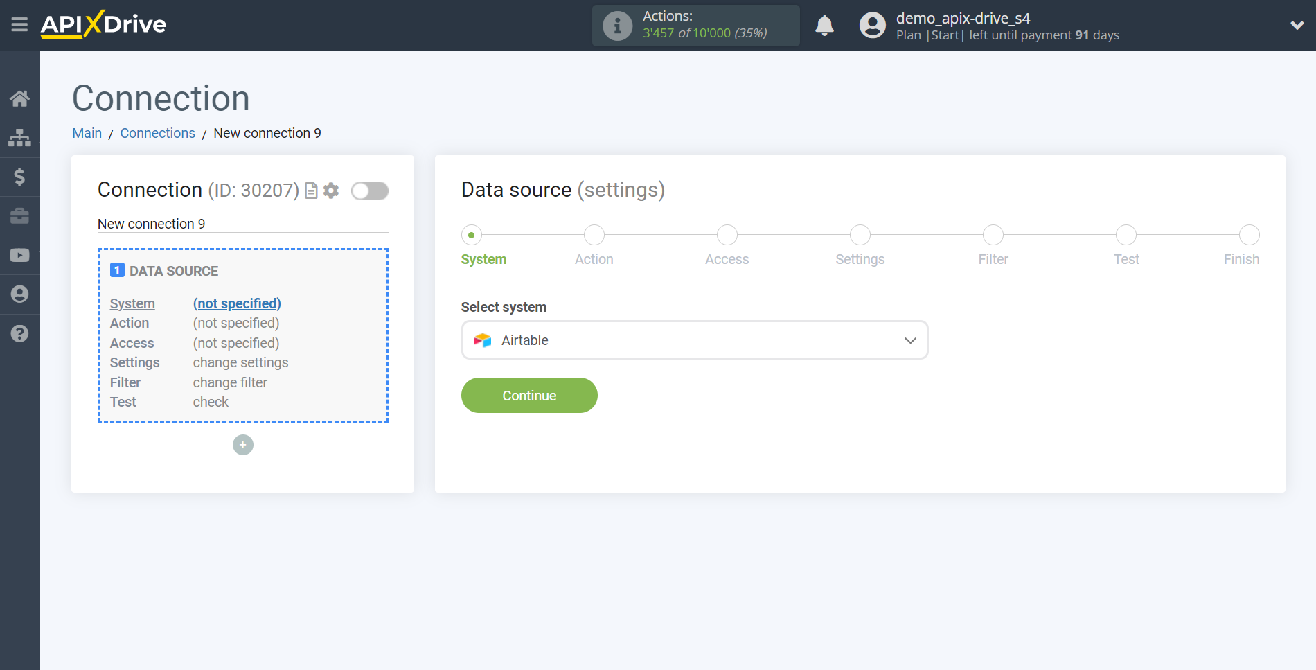 How to Connect AirTable as Data Source | System selection