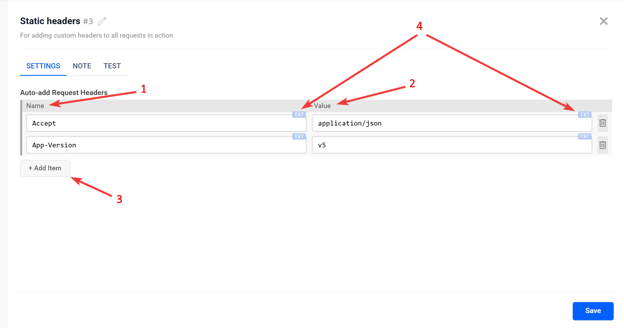 Static headers | Налаштування блоку