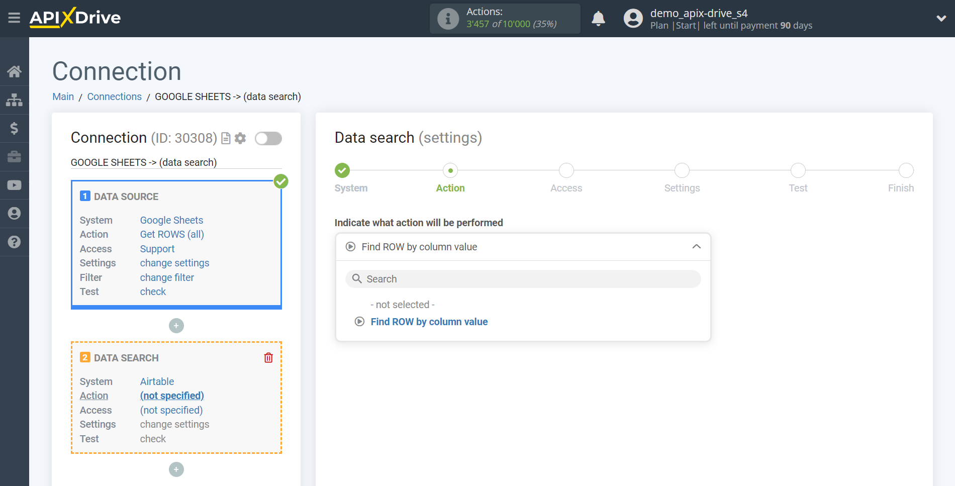 Setting up an AirTable Row Search in Google Sheets | Account selection