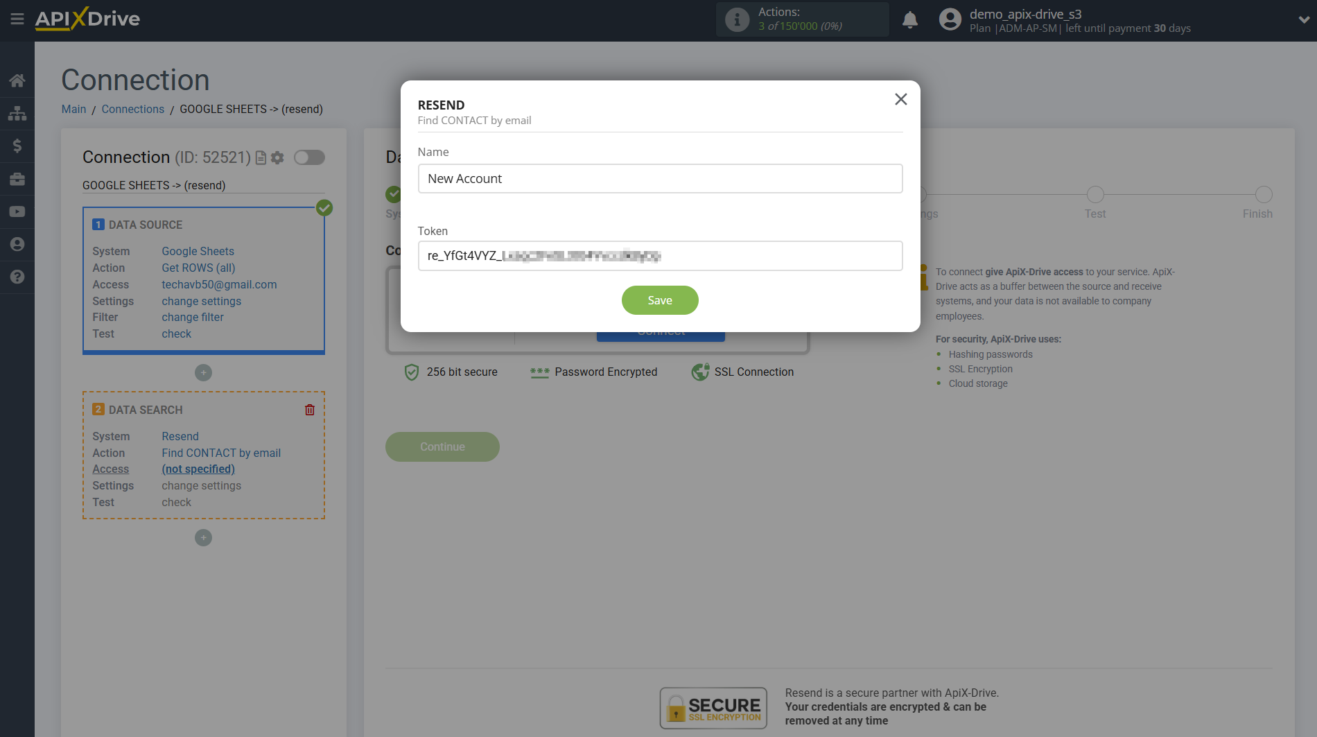Setting up Resend Contact Search in Google Sheets | Entering data for access and connection Setting up Resend Contact Search in Google Sheets | Entering data for access and connection