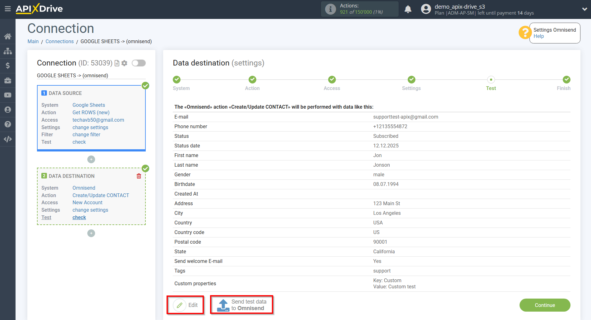 How to Connect Omnisend as Data Destination | Test Data How to Connect Omnisend as Data Destination | Test Data