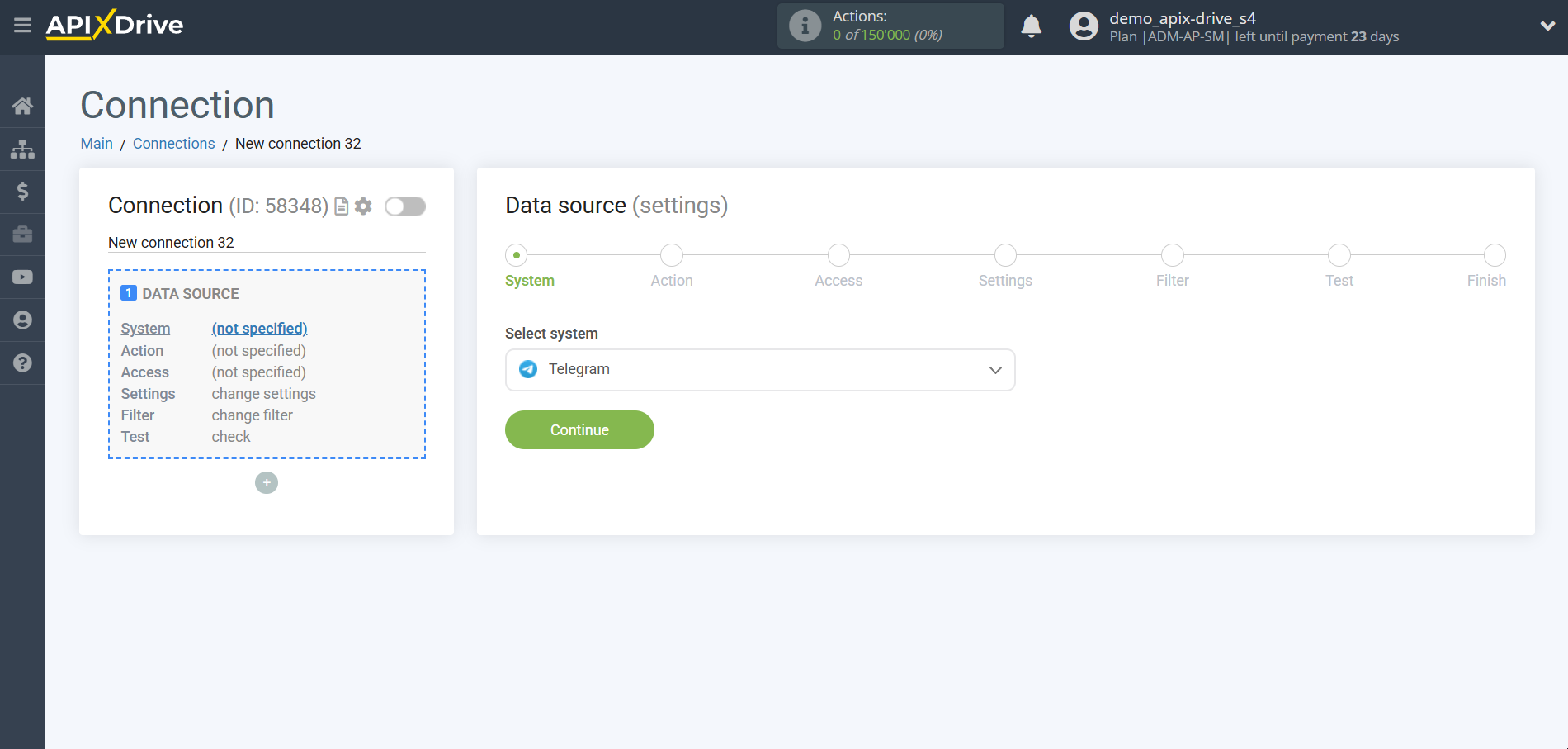 How to Connect Telegram as Data Source | System selection How to Connect Telegram as Data Source | System selection