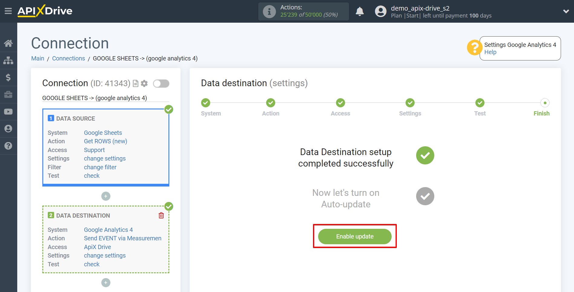 How to Connect Google Analytics 4 as Data Destination | Enable auto-update