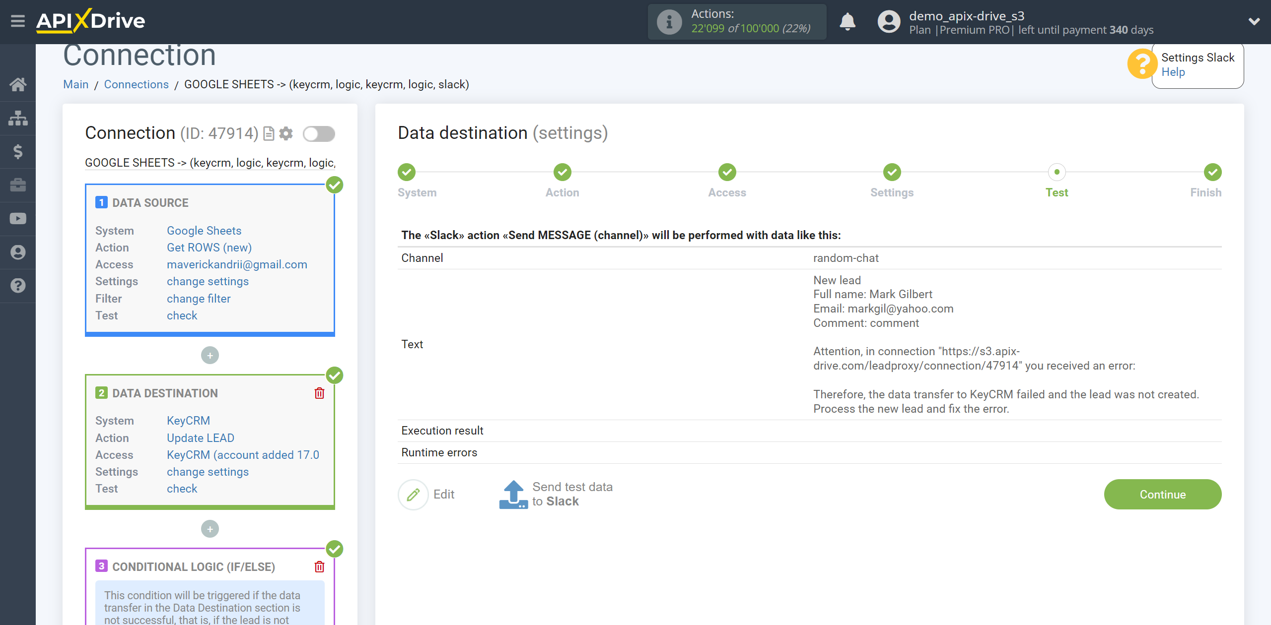 How to setup KeyCRM Update Lead / Create Lead | Test data