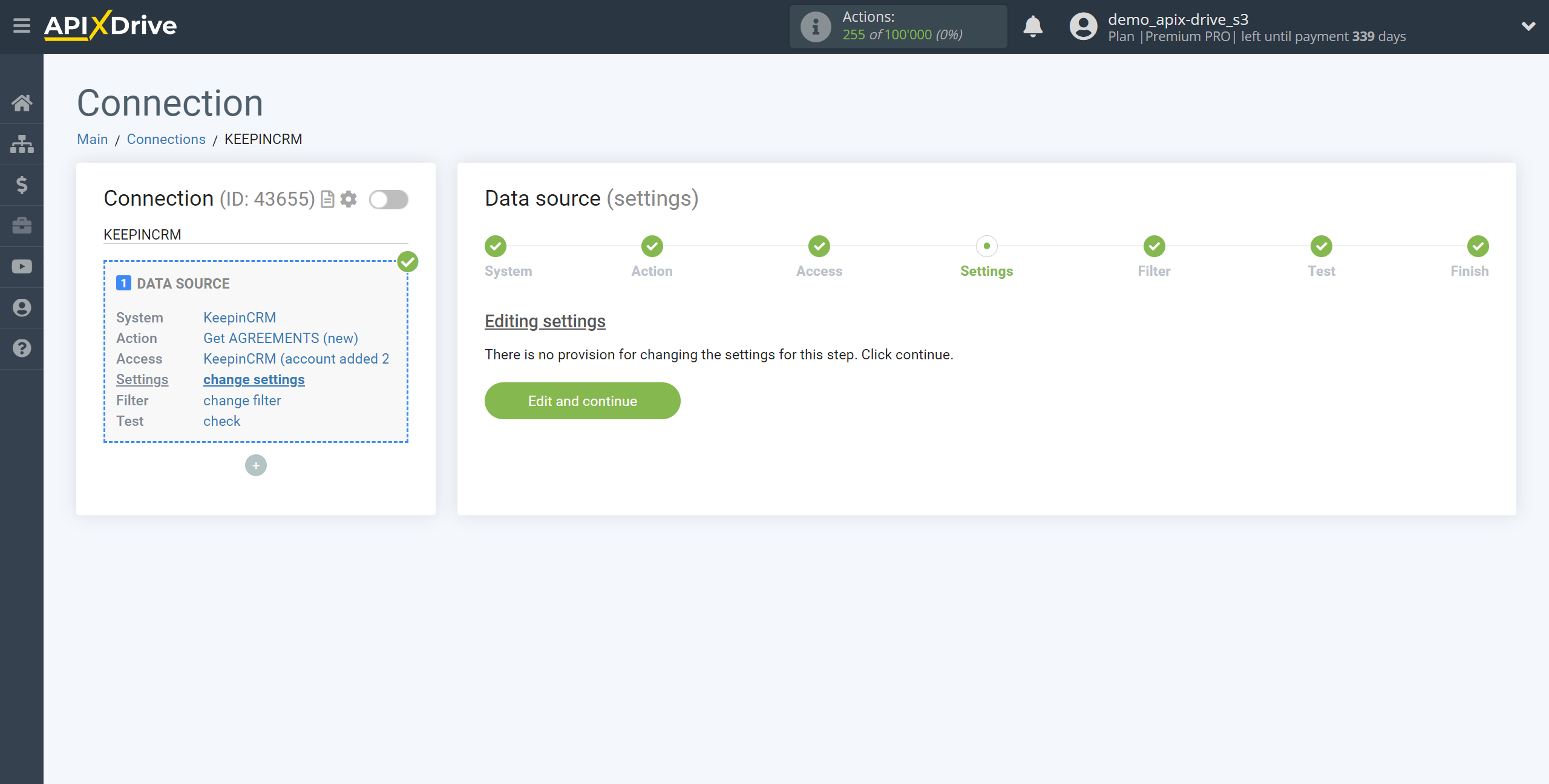 How to Connect KeepinCRM as Data Source | Settings