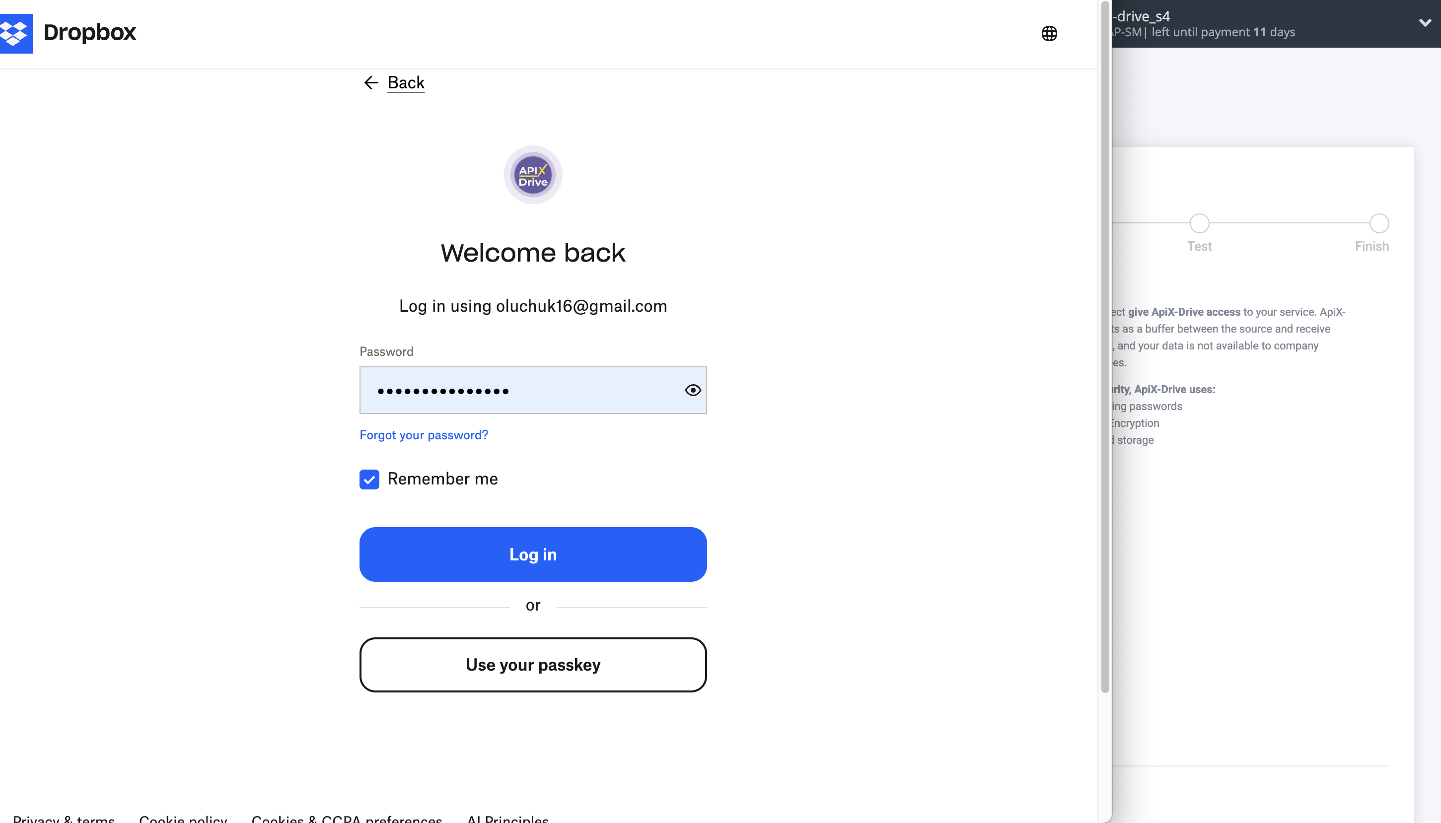 Setting up Dropbox Contact Search in Google Sheets | Account connection