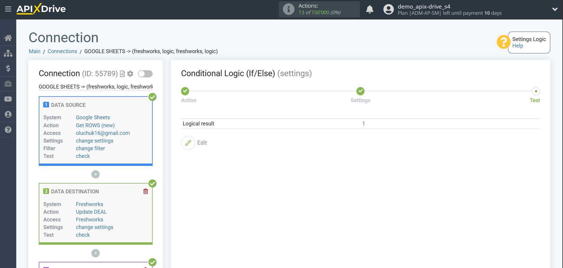 How to setup&nbsp;Freshworks Update Deal / Create Deal | Test data