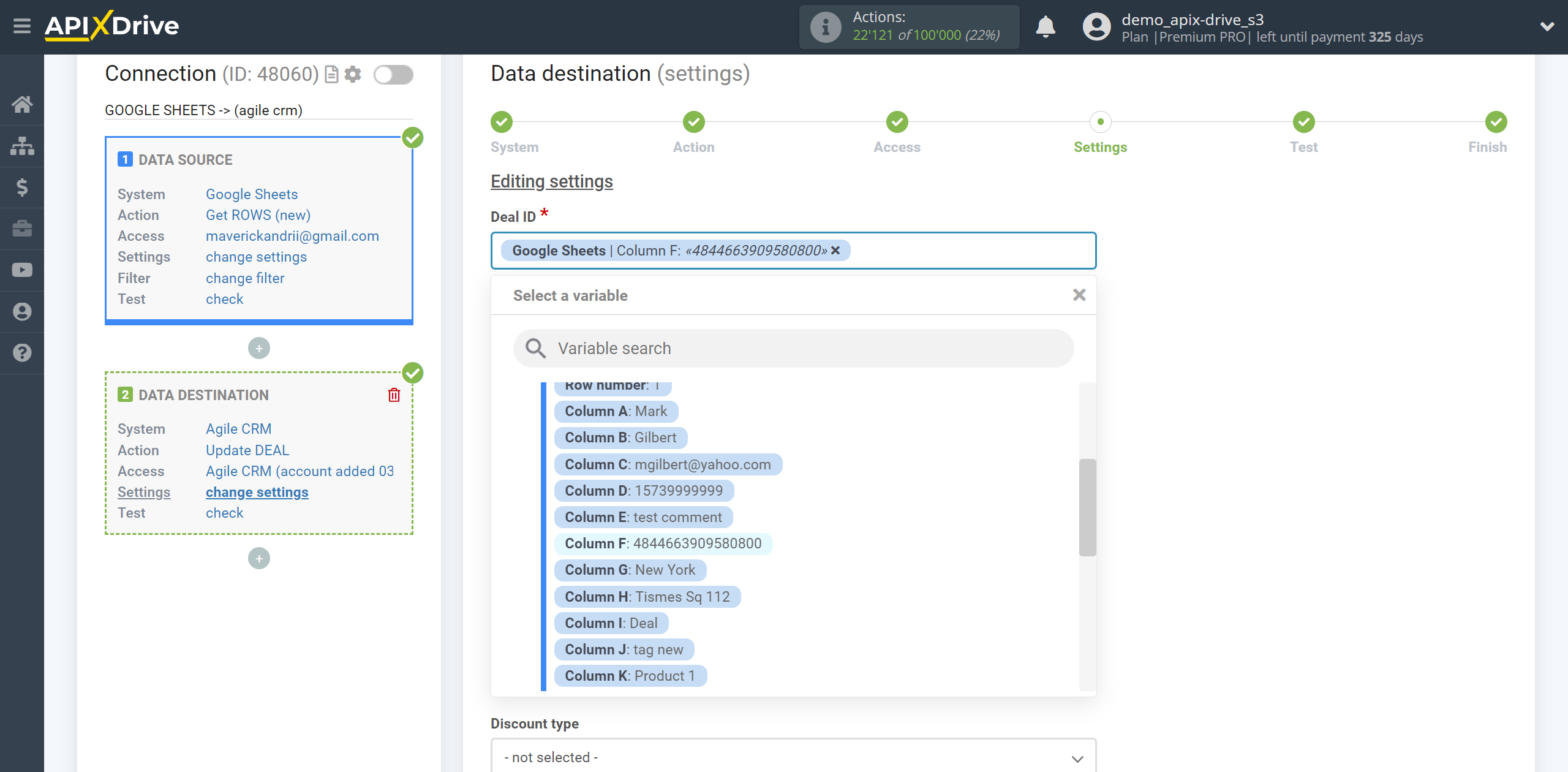 How to setup AgileCRM Update Deal / Create Deal | Assigning Fields