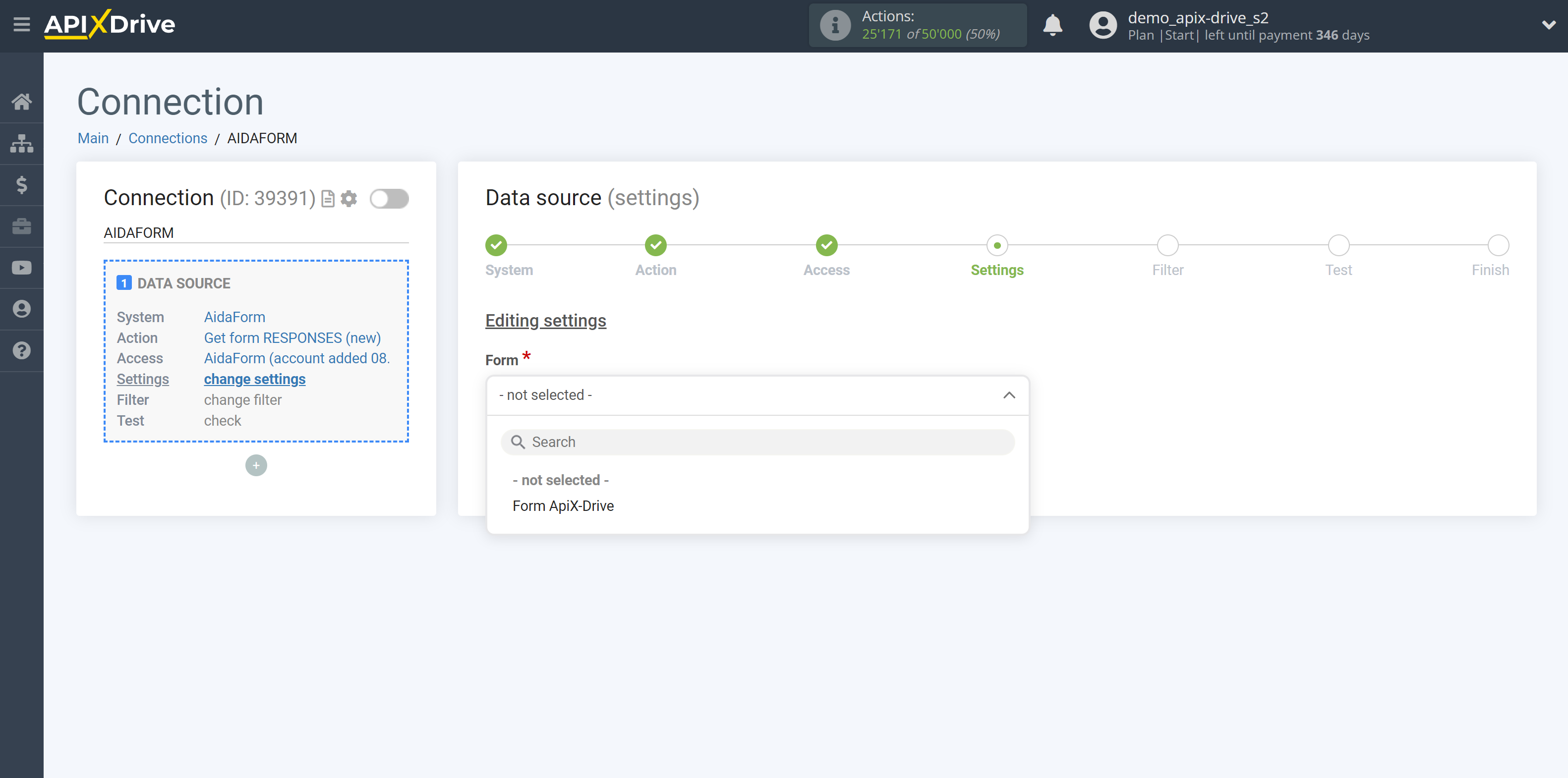 How to Connect AidaForm as Data Source | Form selection