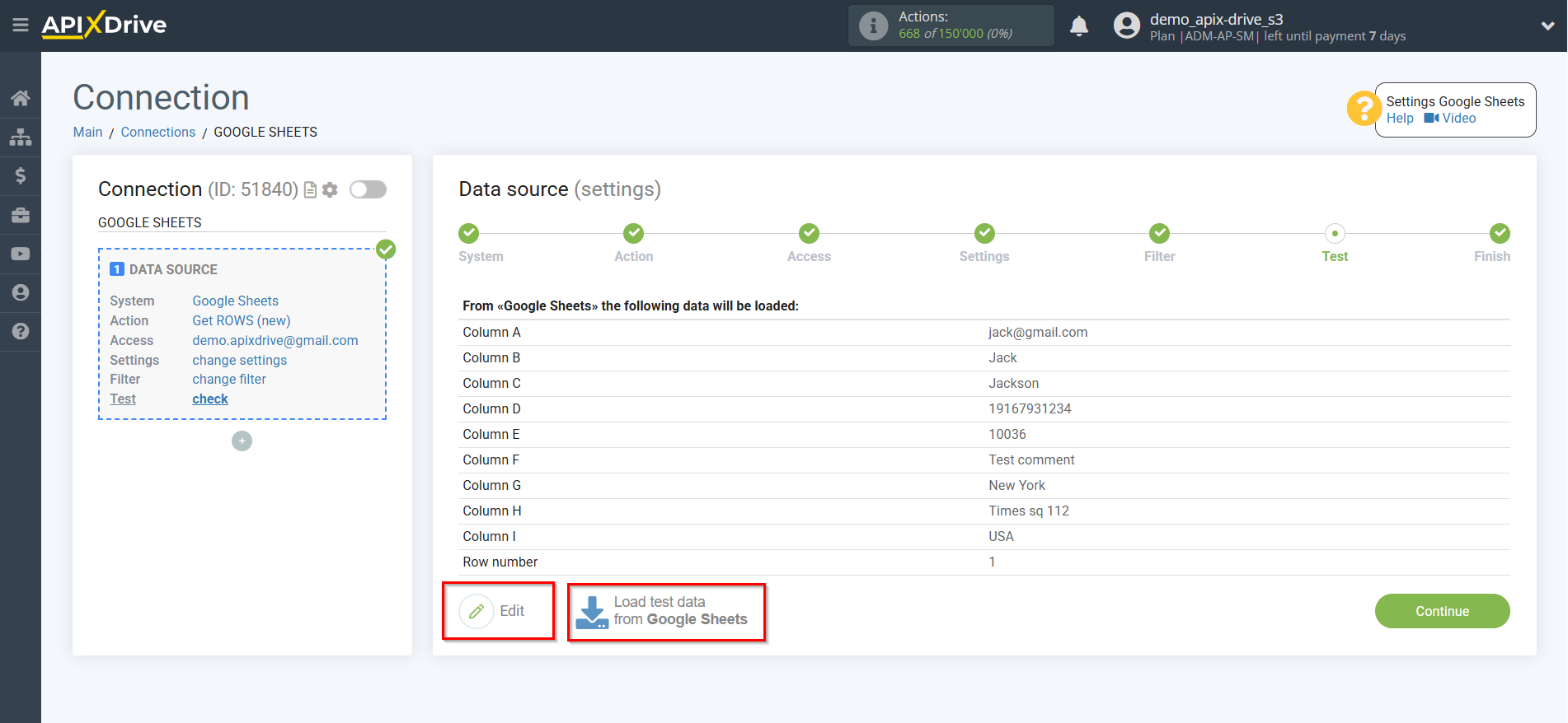 Adding a Data Source | Test data