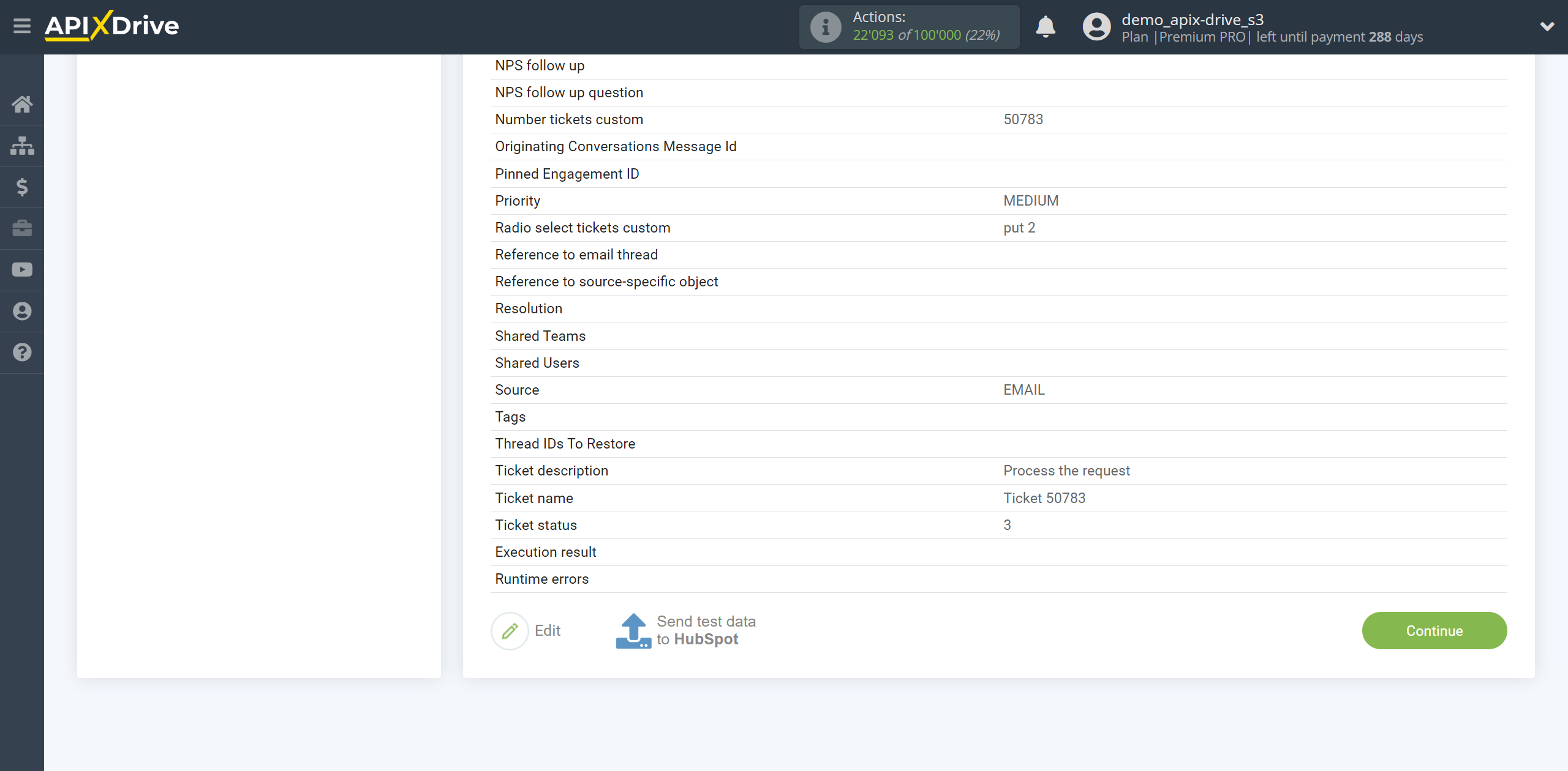 How to setup HubSpot Update Ticket / Create Ticket | Test data