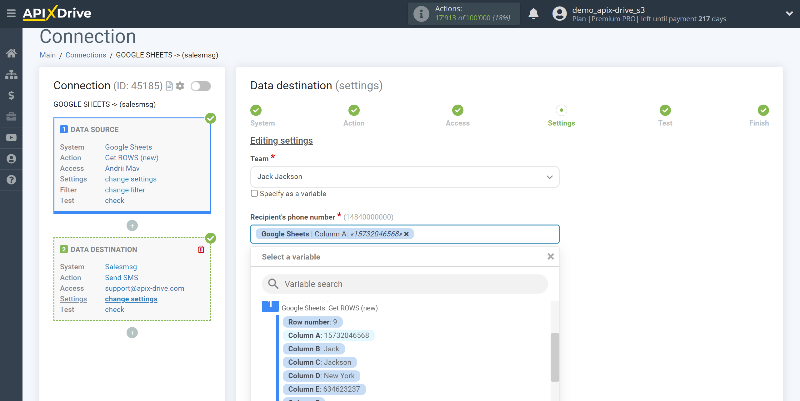 How to Connect Salesmsg as Data Destination | Assigning fields