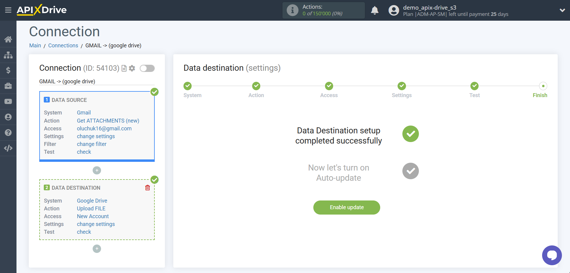 How to Connect Google Drive as Data Destination | Enable auto-update