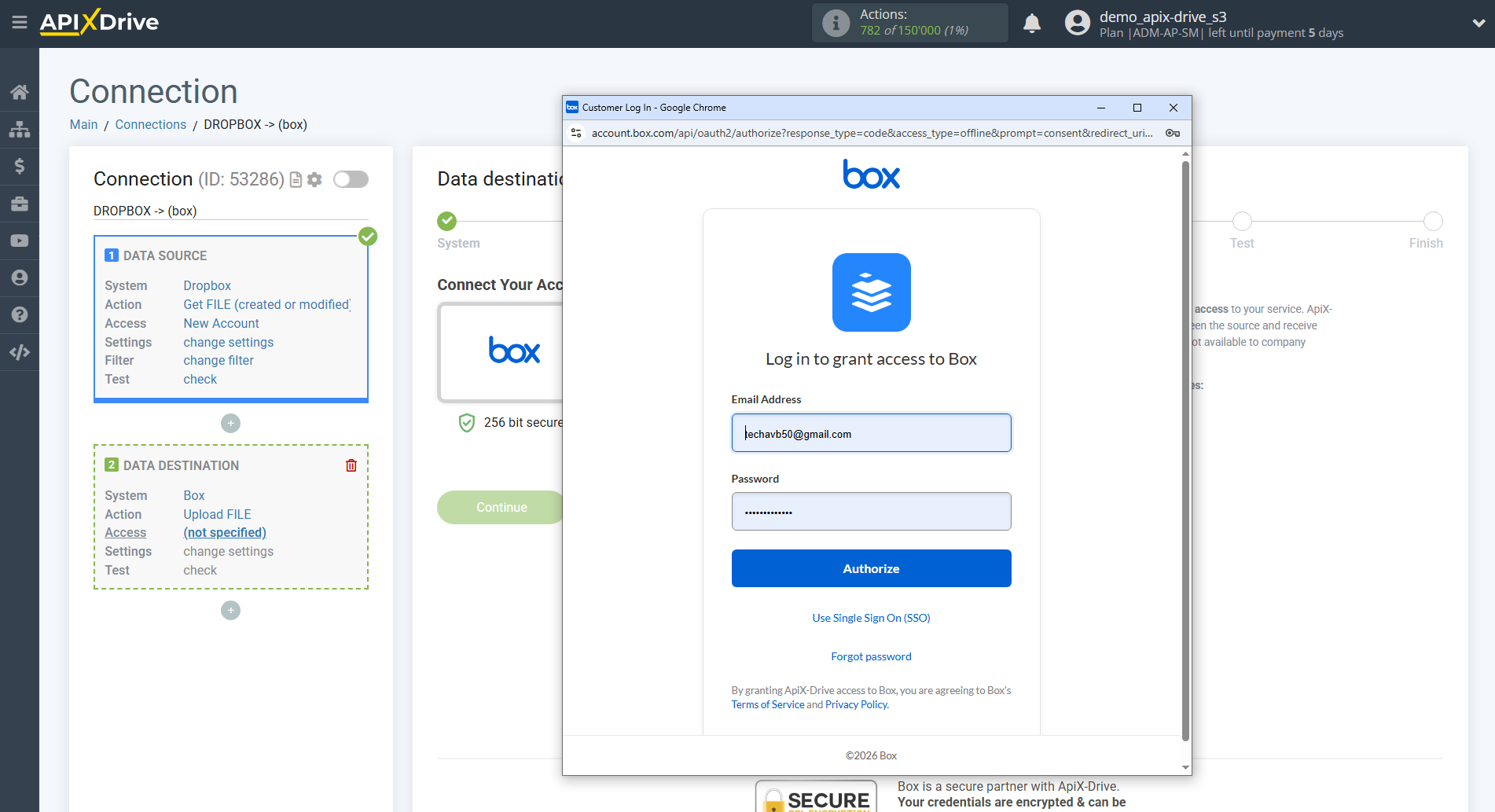 How to Connect Box as Data Destination | Account connection