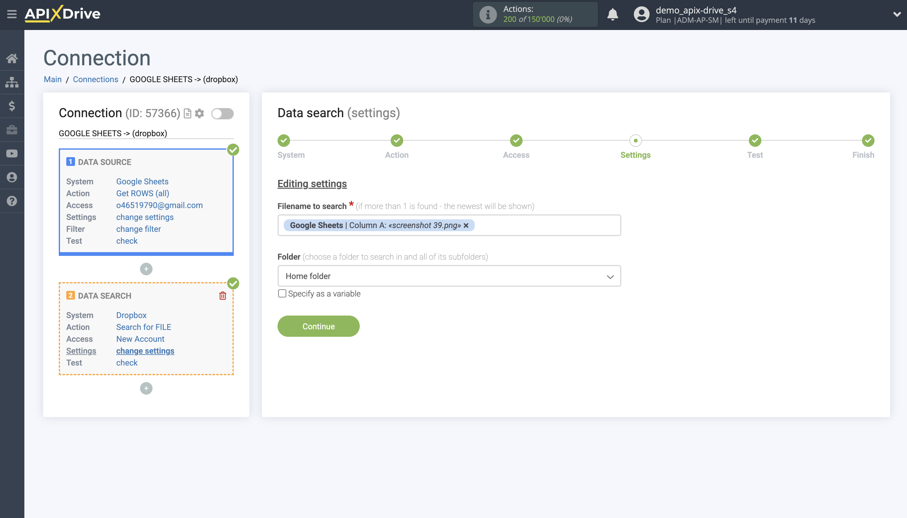 Setting up Dropbox Contact Search in Google Sheets | Assigning fields