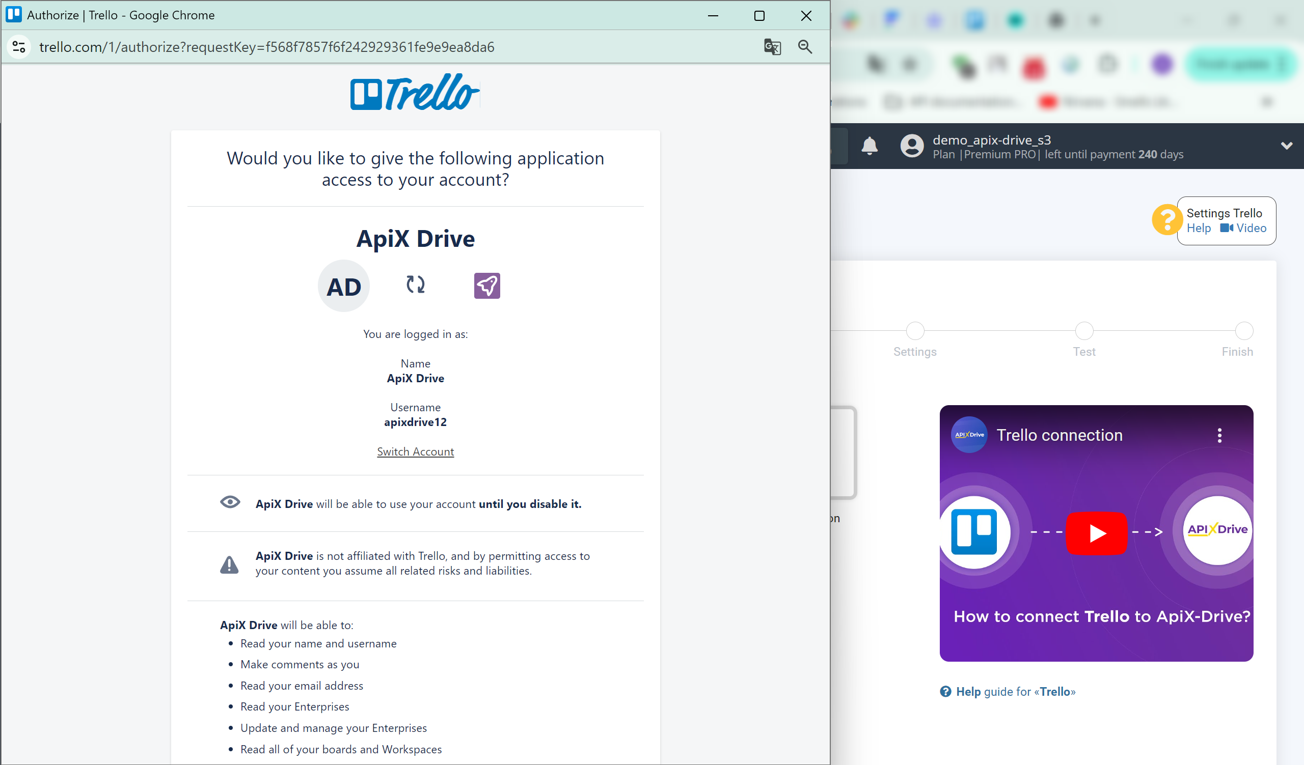 How to setup Trello Update Card / Create Card | Confirmation of permission