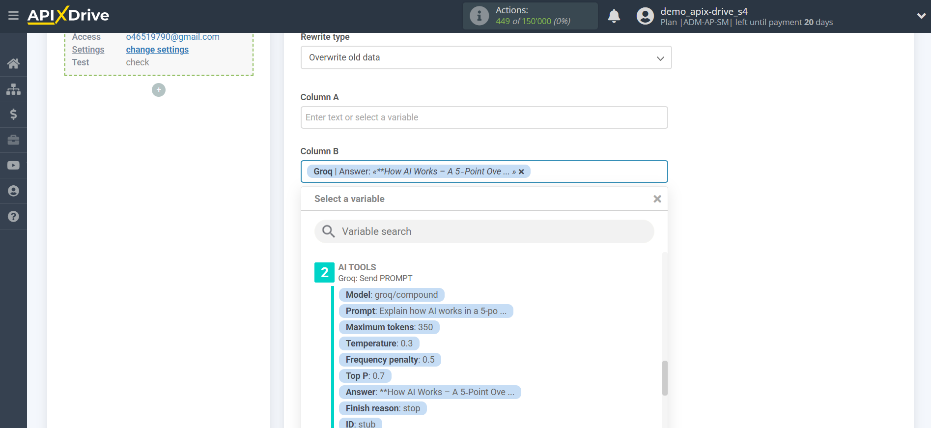 Setting up Groq in Google Sheets | Assigning fields