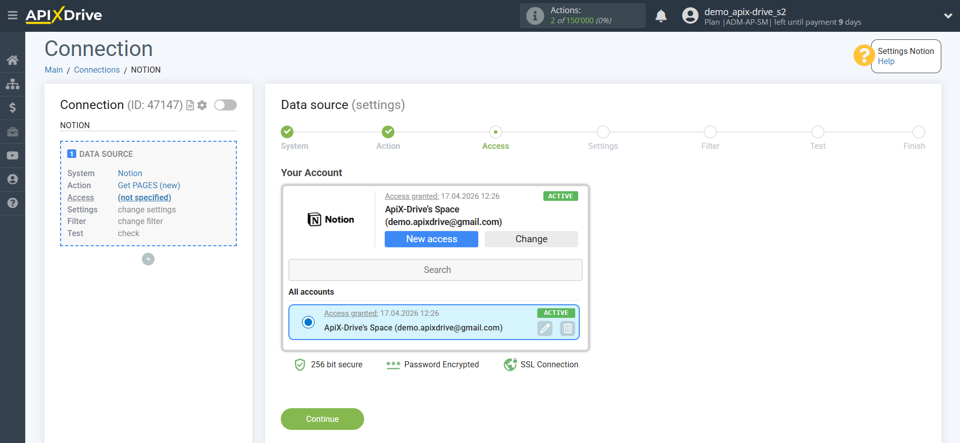 How to Connect Notion as Data Source | Account selection