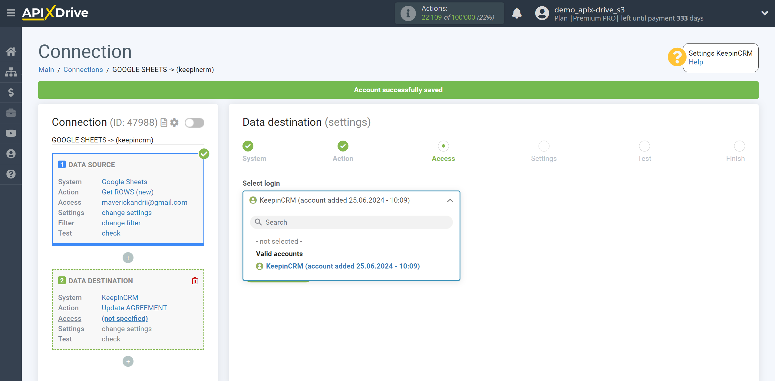 How to setup KeepinCRM Update Agreement / Create Agreement | Account selection