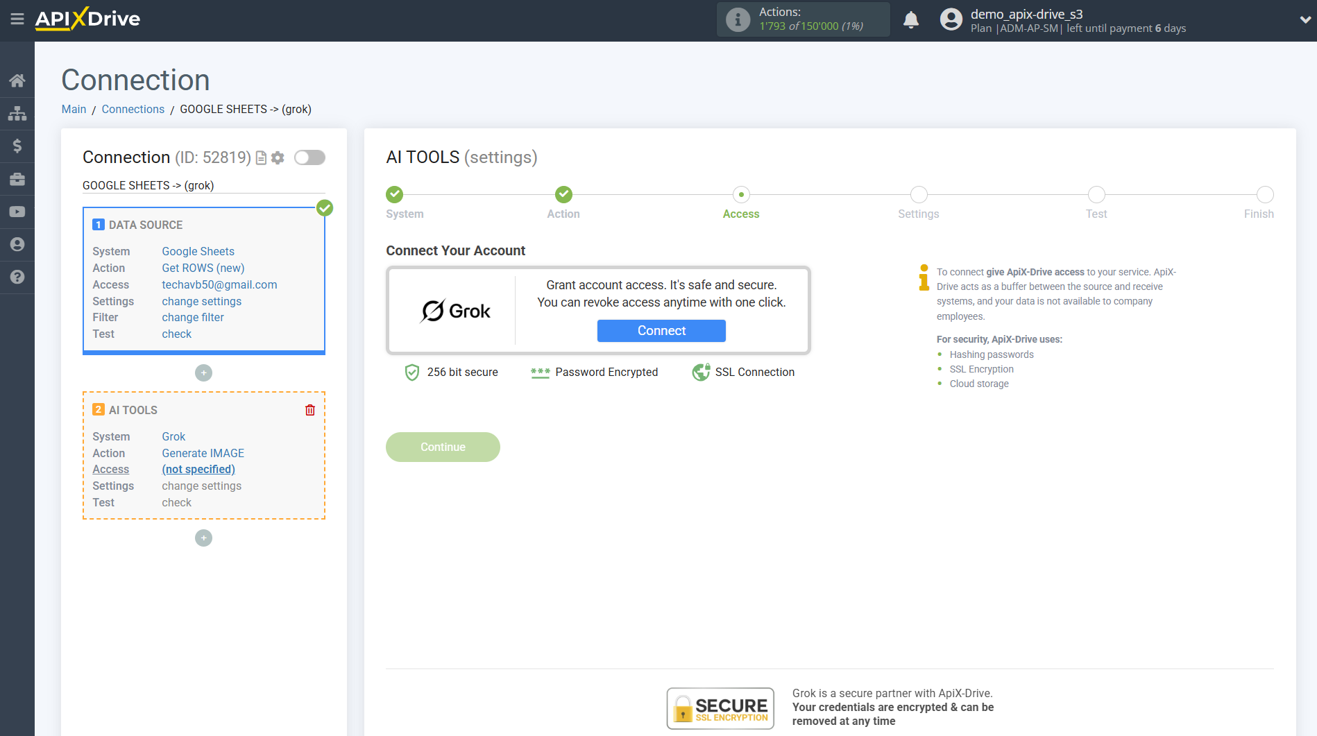 Setting up Grok in Google Sheets | Connecting account