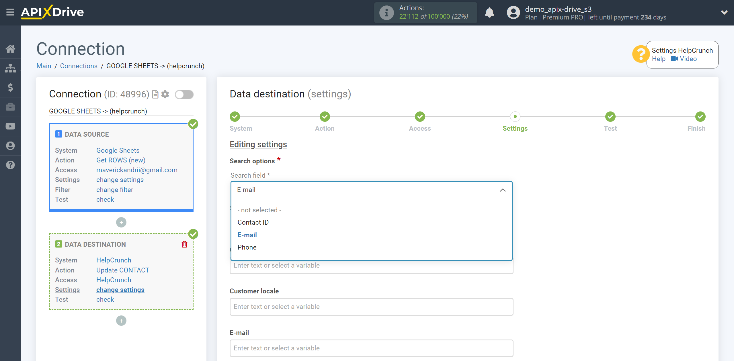 How to setup HelpCrunch Update Contact / Create Contact | Assigning Fields