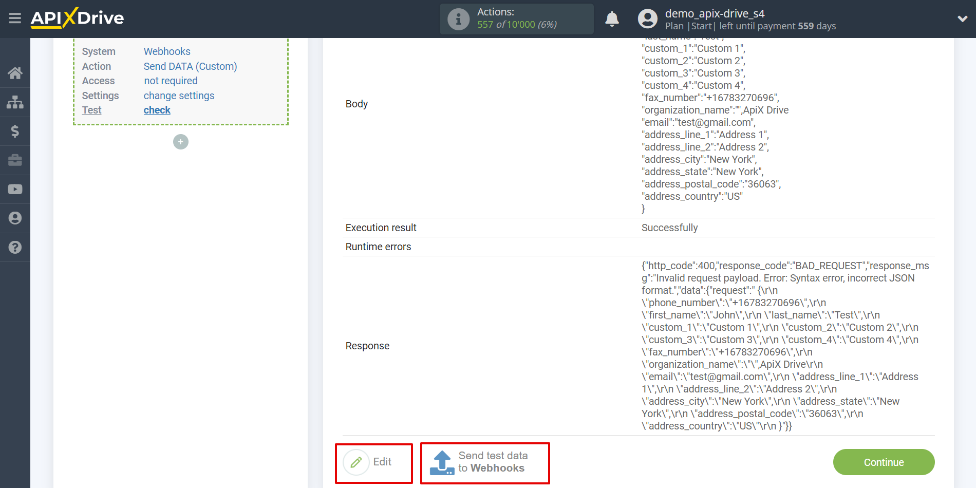 How to Connect Webhooks as Data Destination | Test data