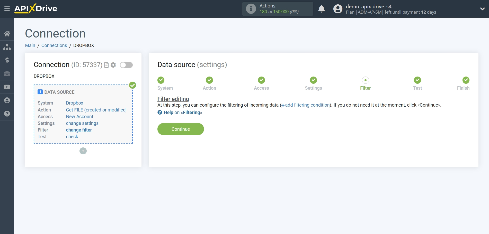 How to Connect Dropbox as Data Source | Data filter