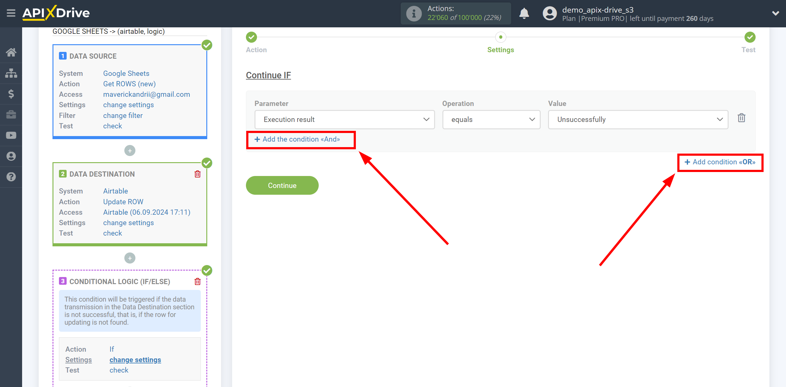 How to setup AirTable Update Row / Add Row | Additional conditions "AND", "OR"