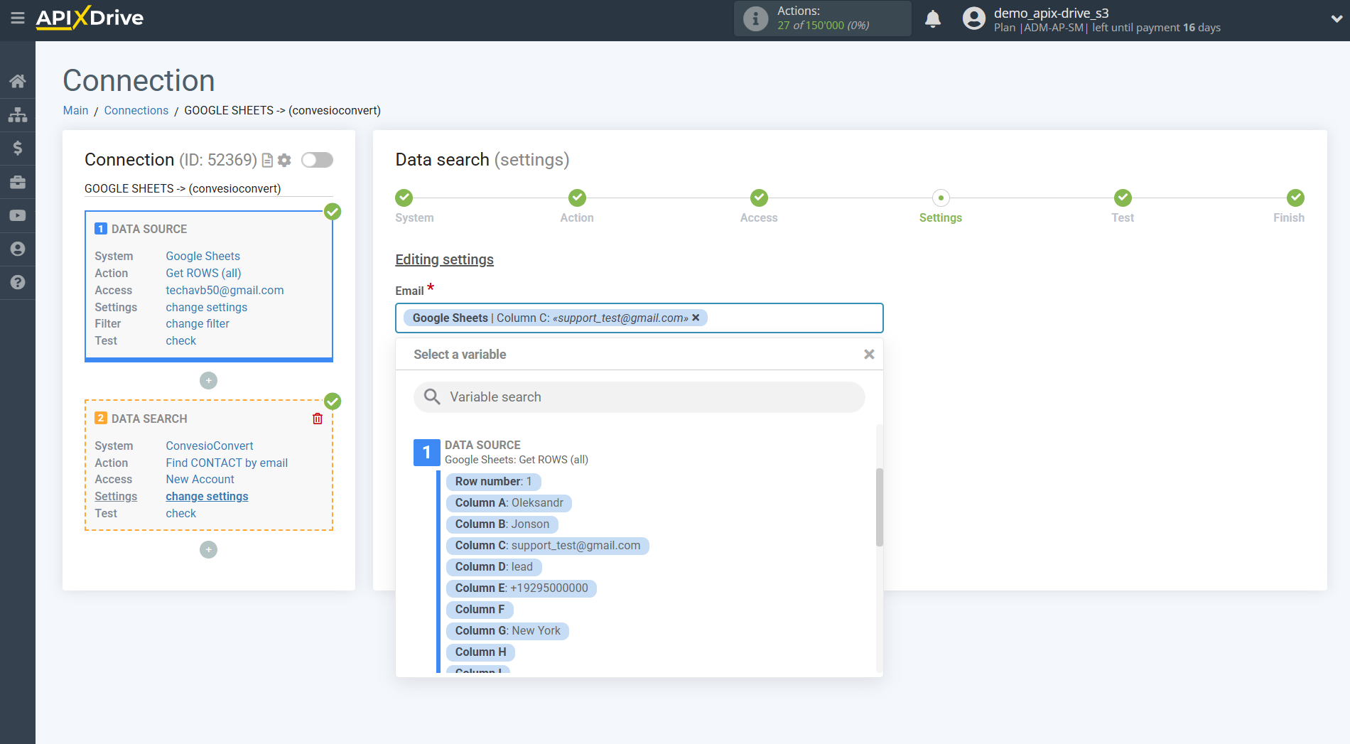 Setting up ConvesioConvert Contact Search in Google Sheets | Assigning fields Setting up ConvesioConvert Contact Search in Google Sheets | Assigning fields