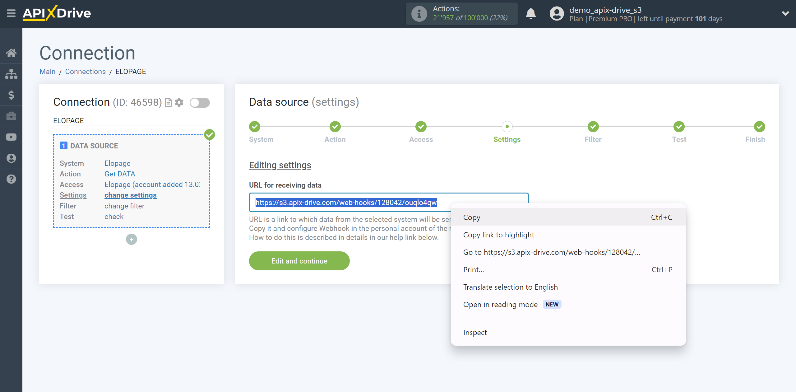 How to Connect Elopage as Data Source | URL for receiving data