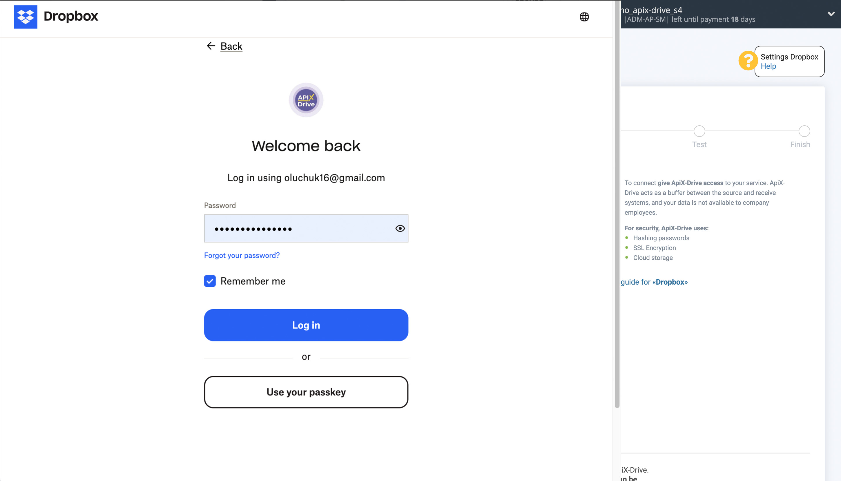 Telegram File Upload Settings to Dropbox | Connecting an account