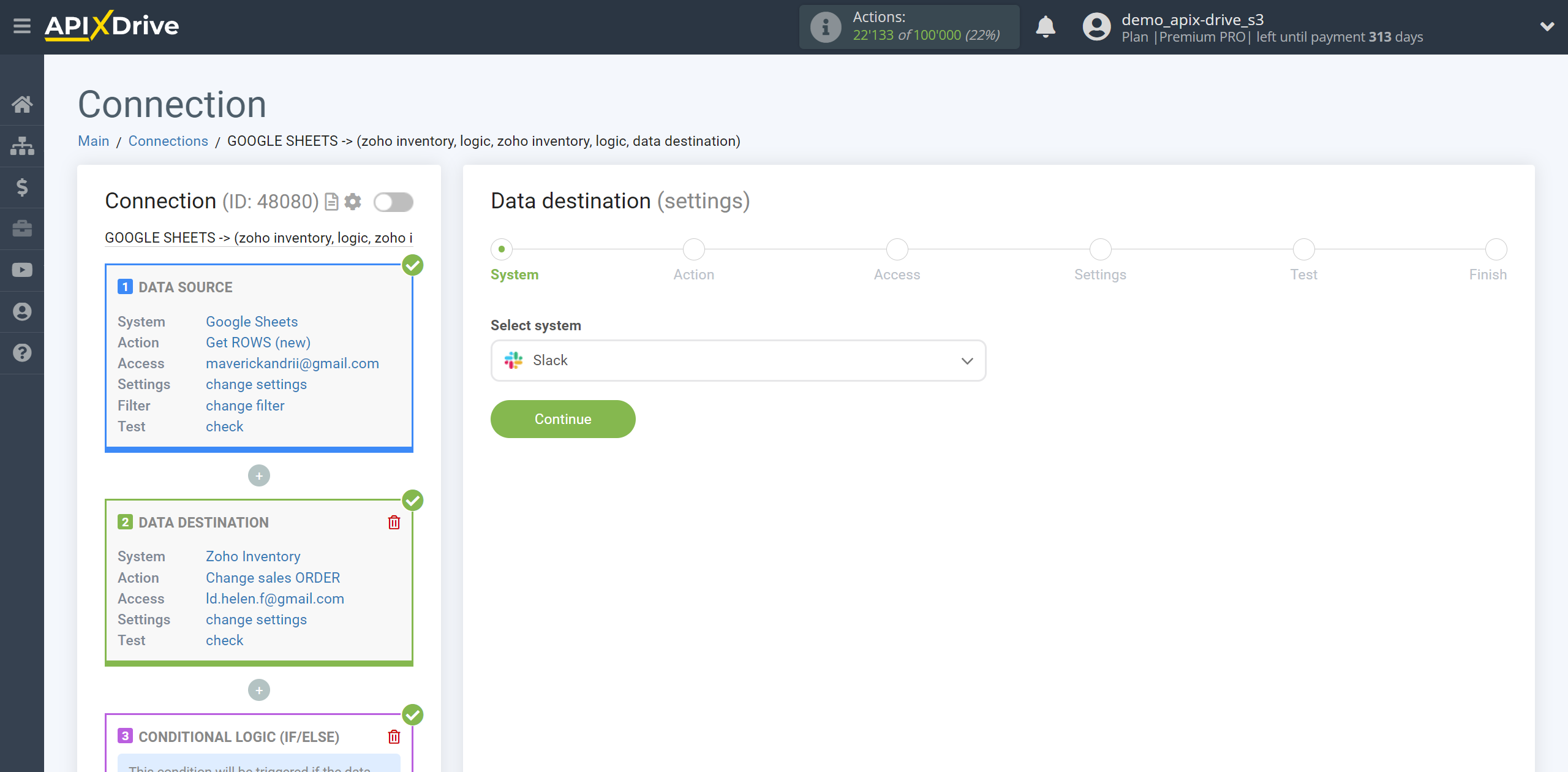 How to setup Zoho Inventory Change sales Order / Create sales Order | Selecting a Data Destination system