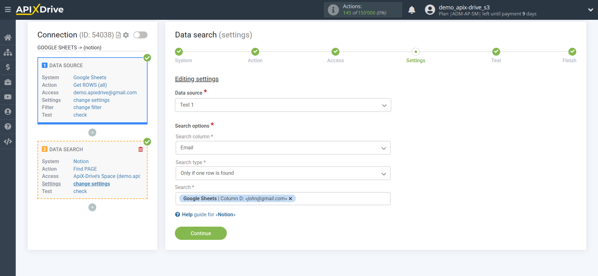 Setting up an Notion Item Search in Google Sheets | Assigning fields