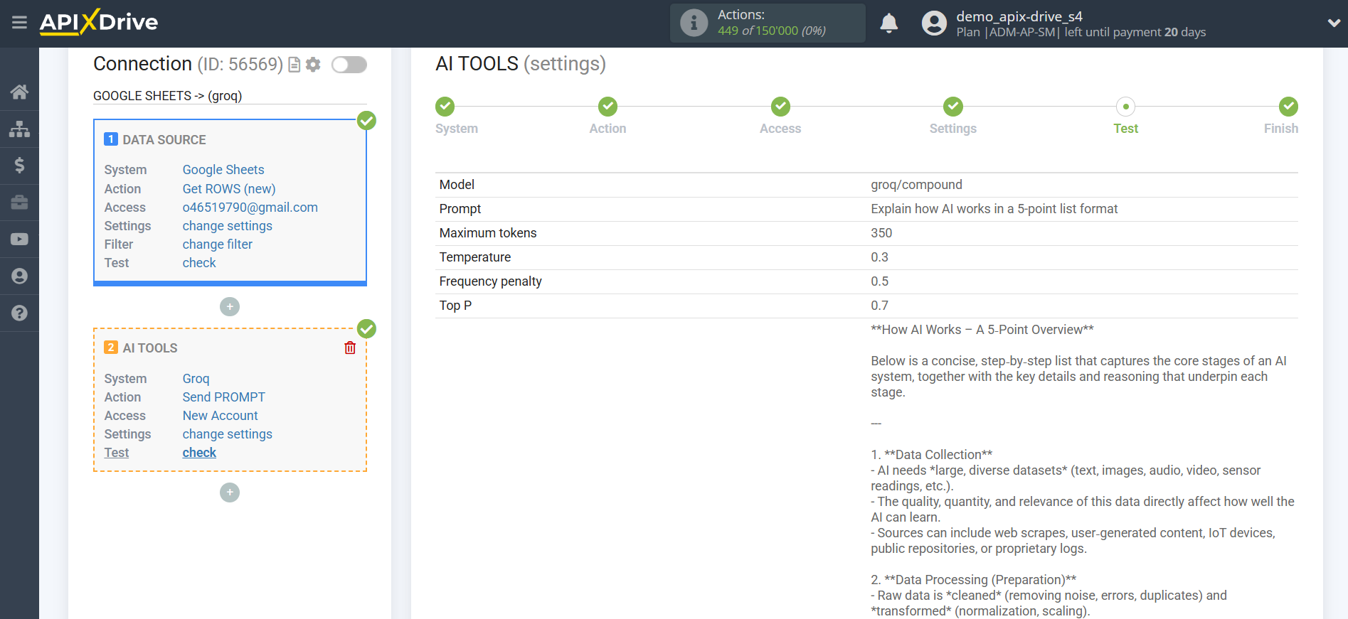Setting up Groq in Google Sheets | Test data