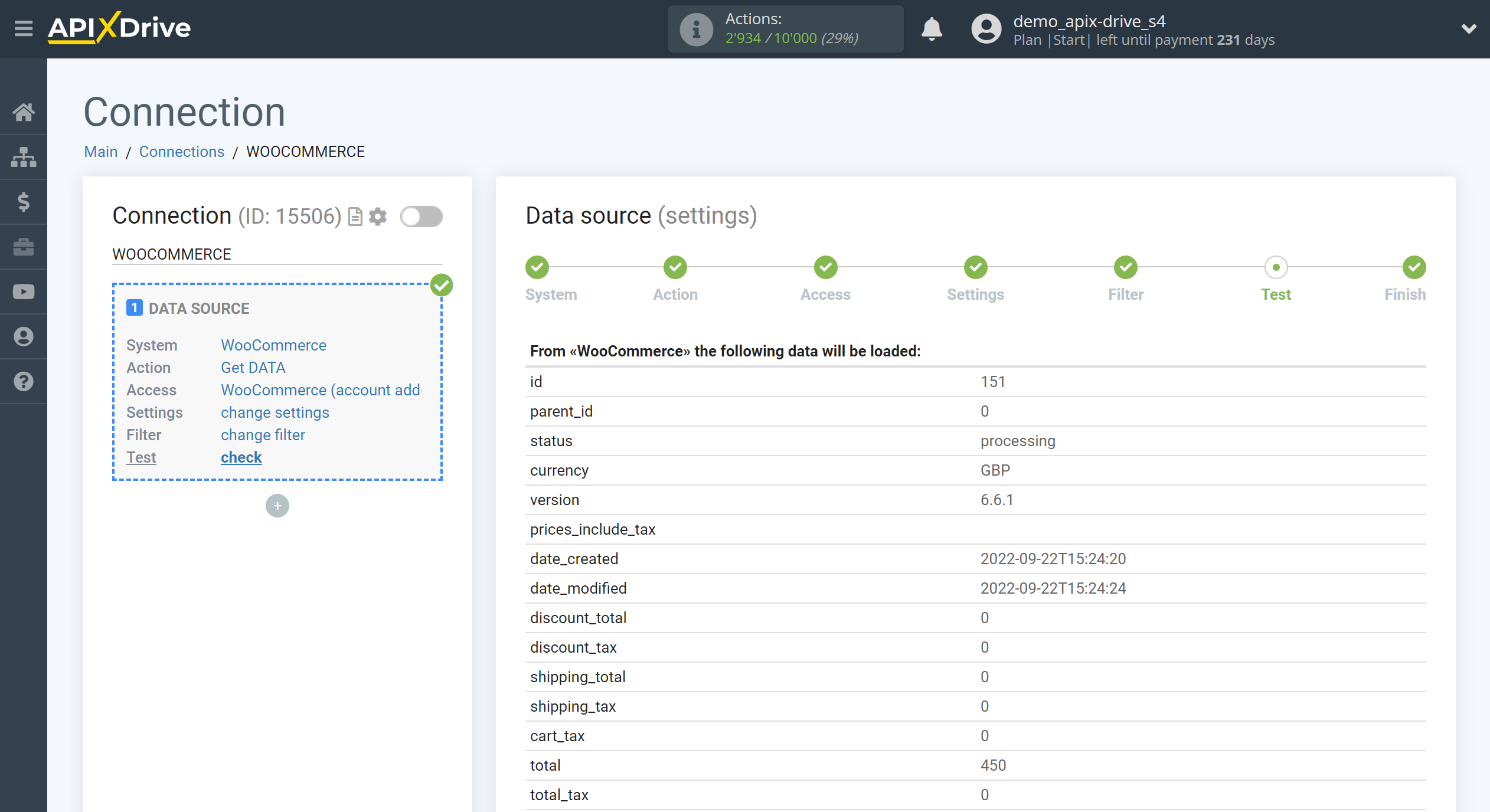 How to Connect WooCommerce as Data Source | Test data