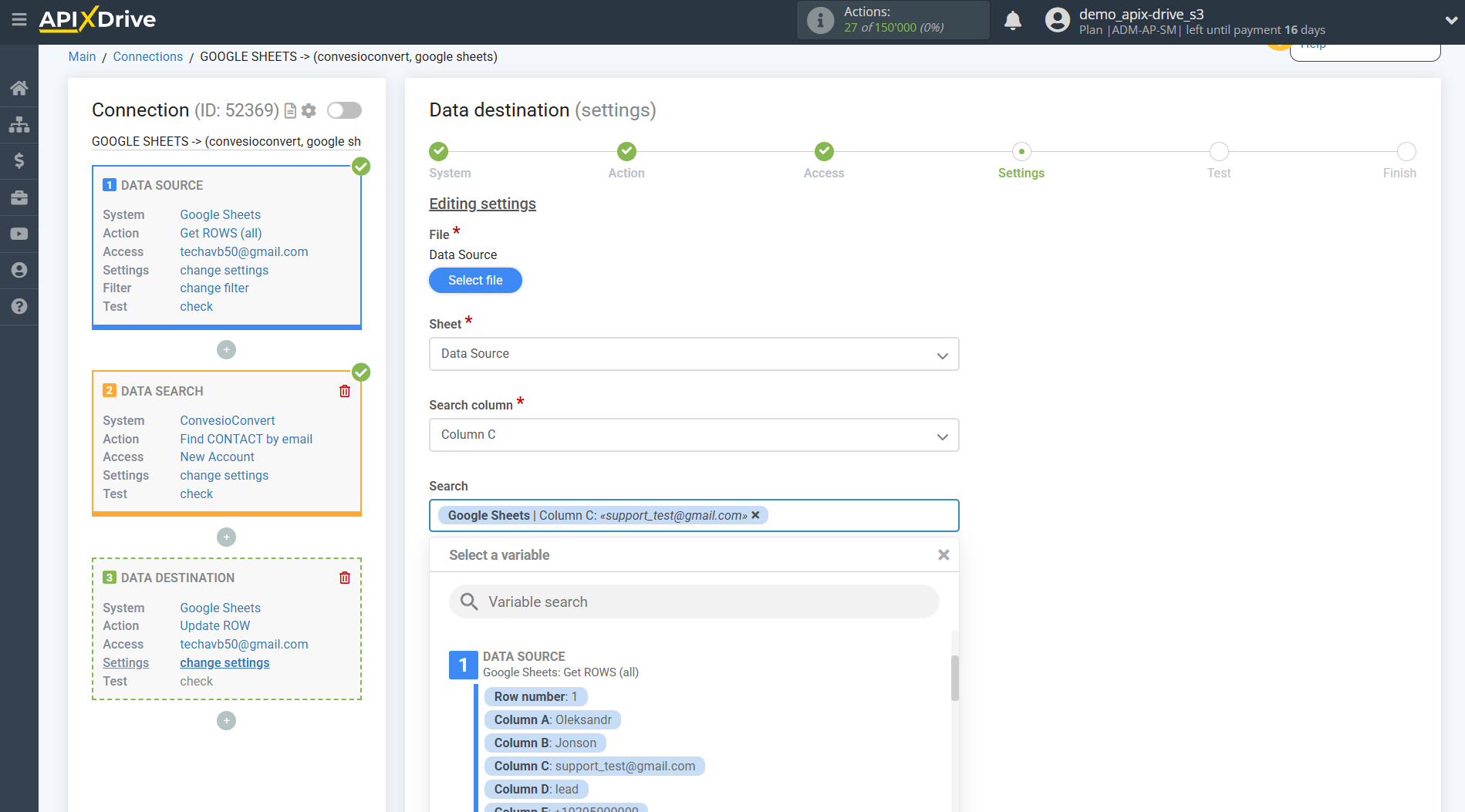 Setting up ConvesioConvert Contact Search in Google Sheets | Assigning fields Setting up ConvesioConvert Contact Search in Google Sheets | Assigning fields