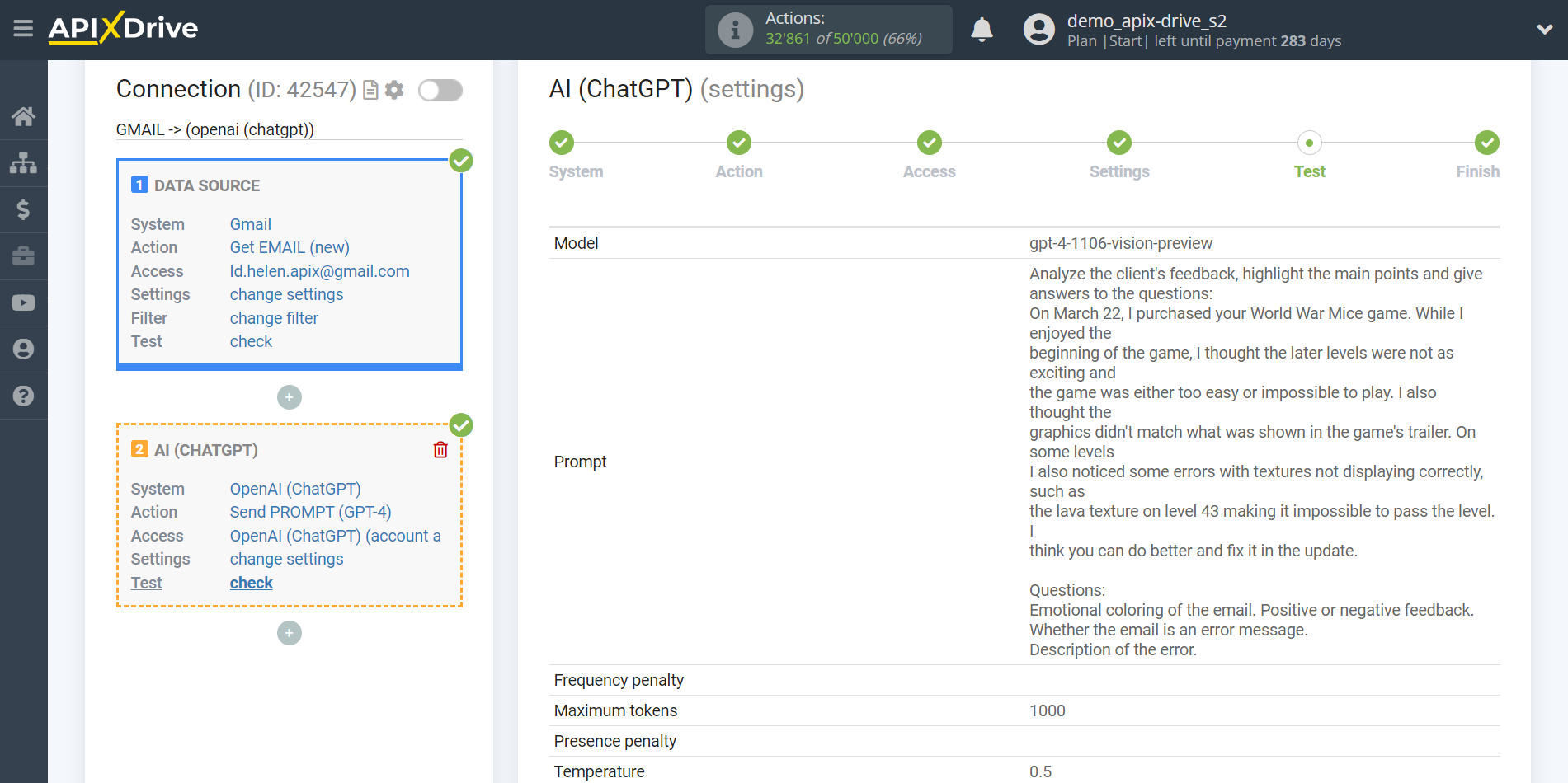 Setting up analyze emails with OpenAI (ChatGPT) | Test data