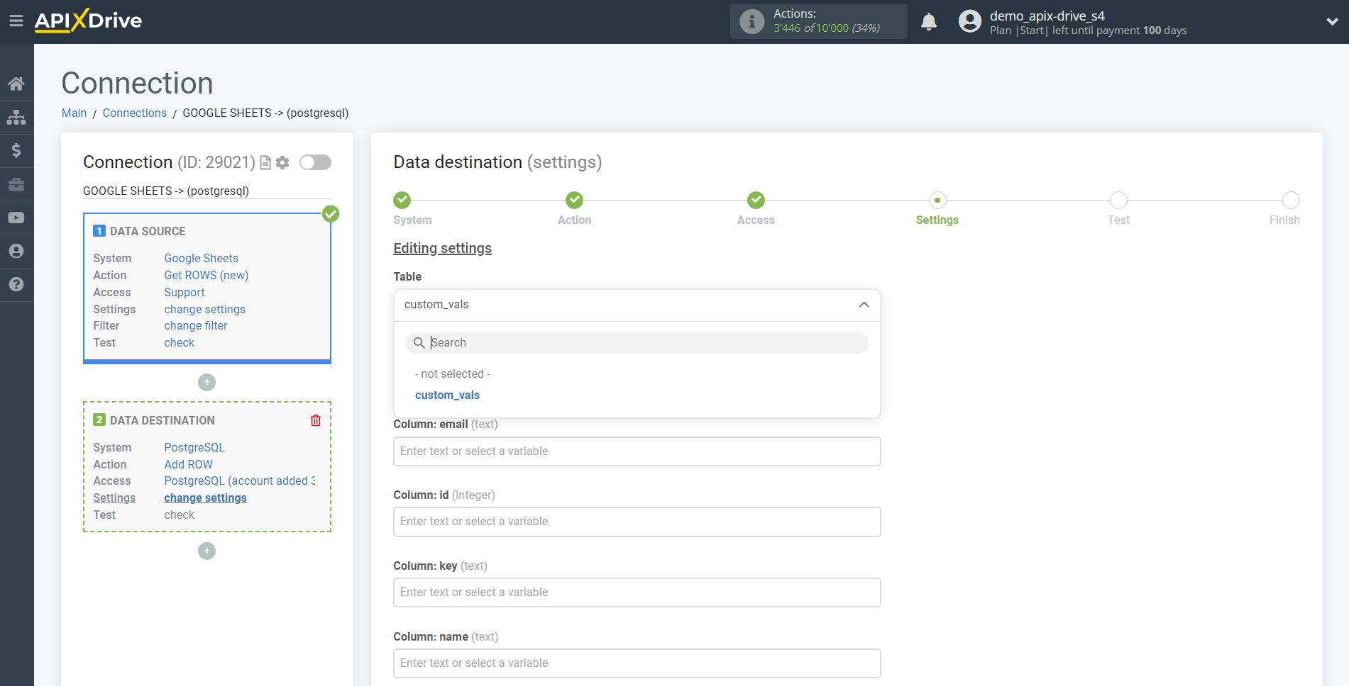 How to Connect PostgreSQL as Data Destination | Table selection