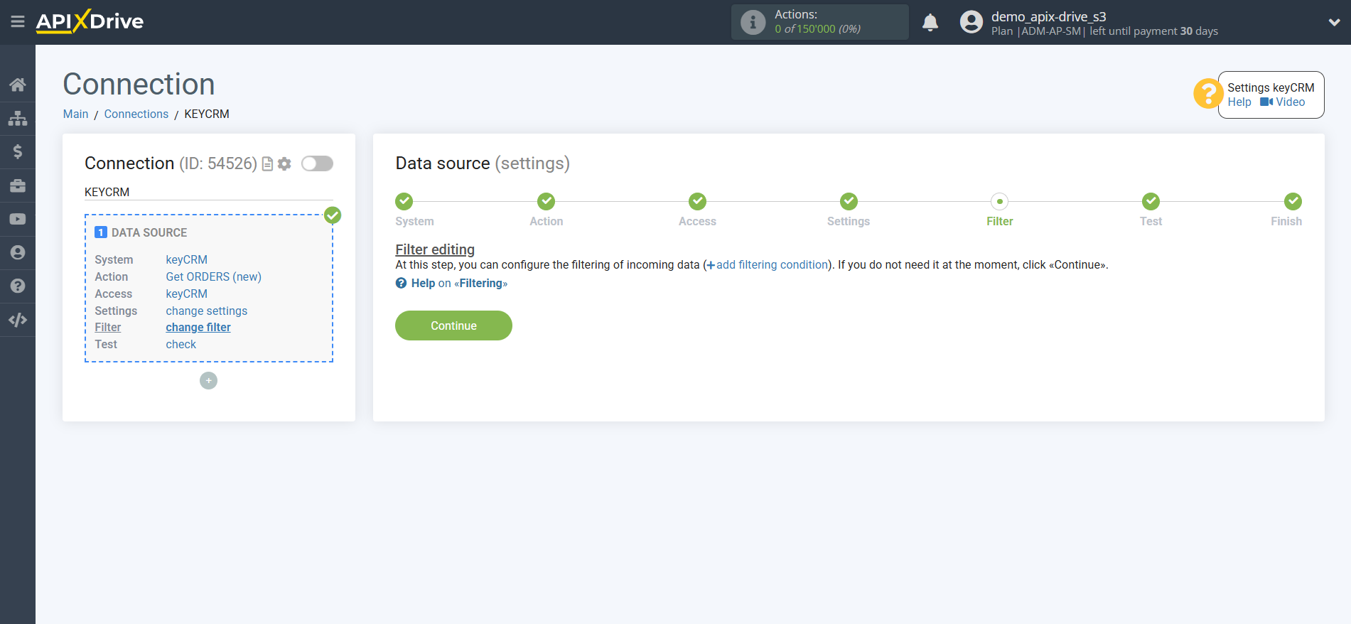 How to Connect KeyCRM as Data Source | Data Filter