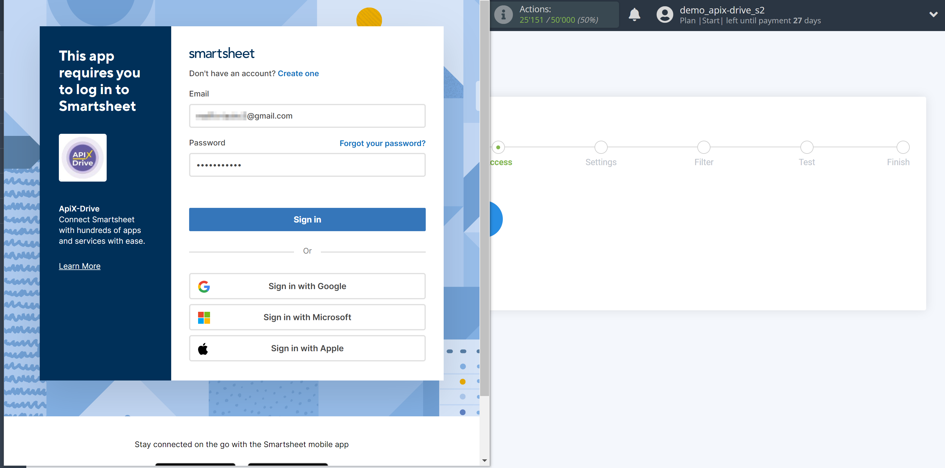 How to Connect Smartsheet as Data Source | Enter connection data