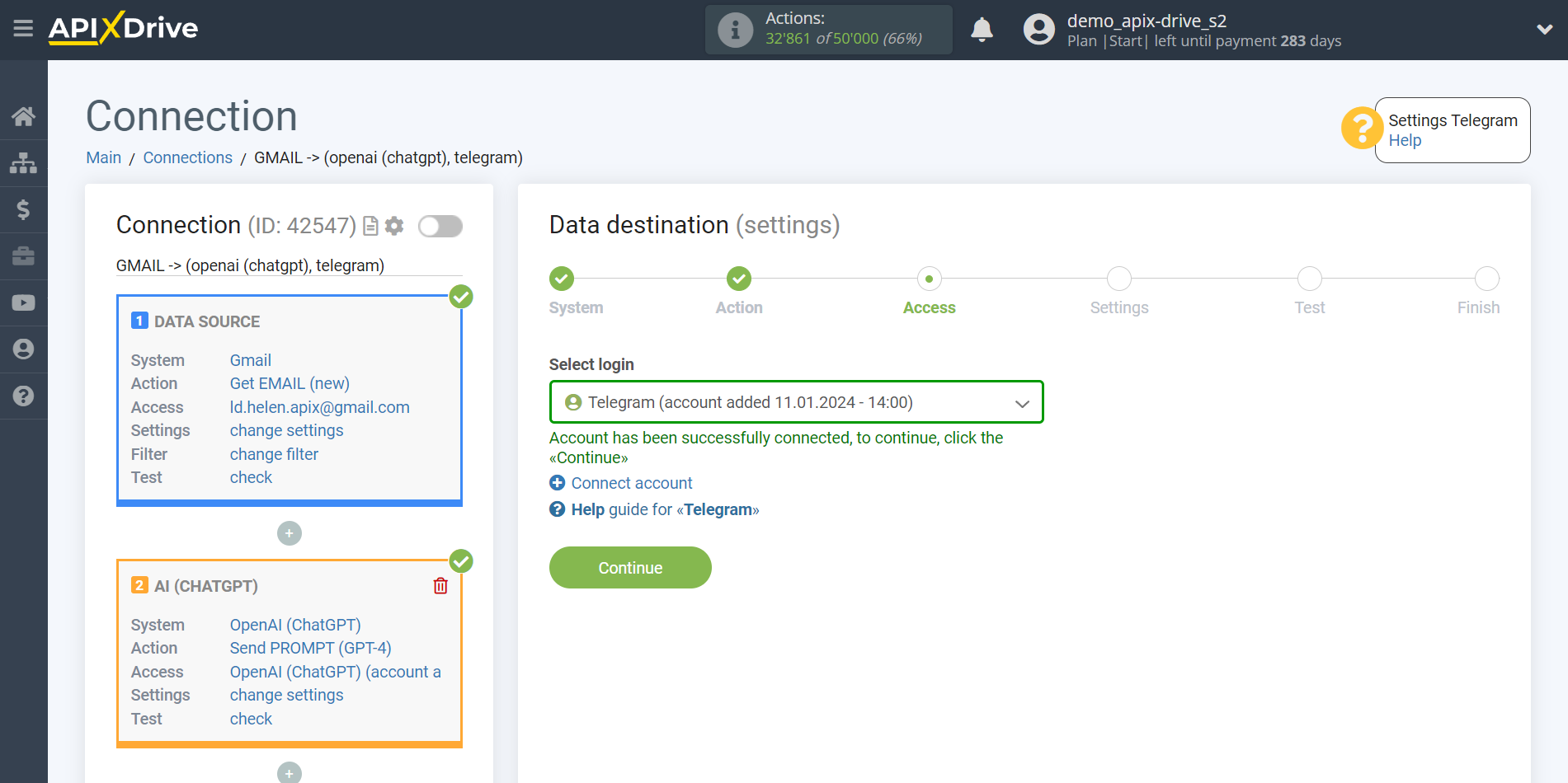 Setting up analyze emails with OpenAI (ChatGPT) | Account selection