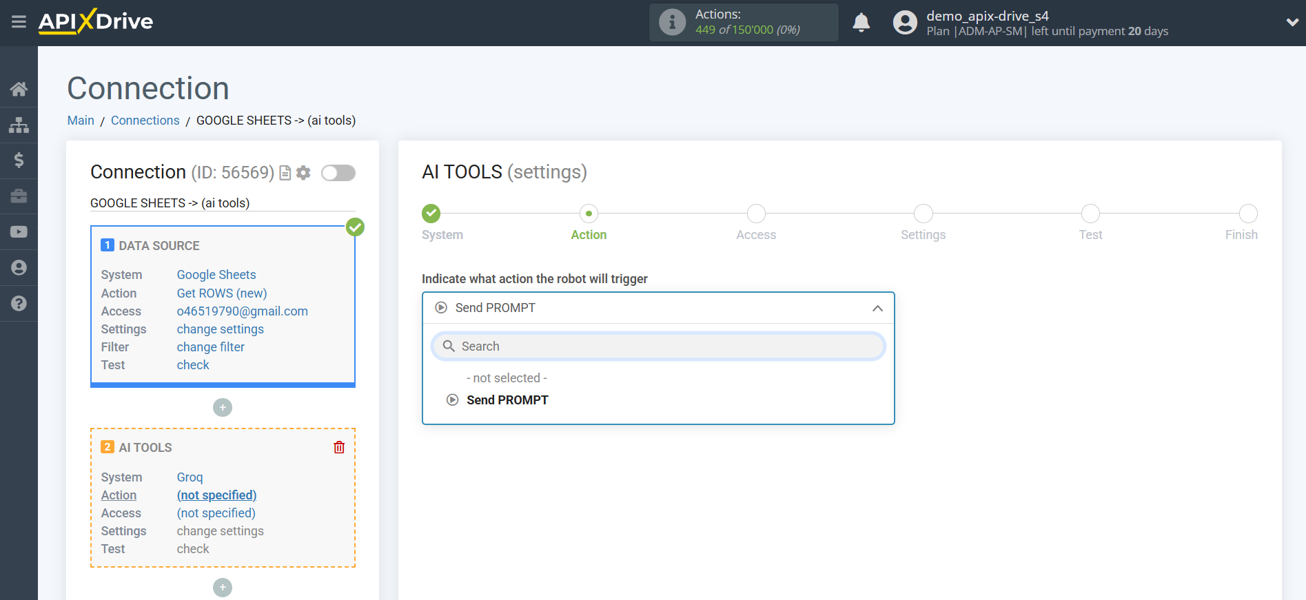 Setting up Groq in Google Sheets | Action selection