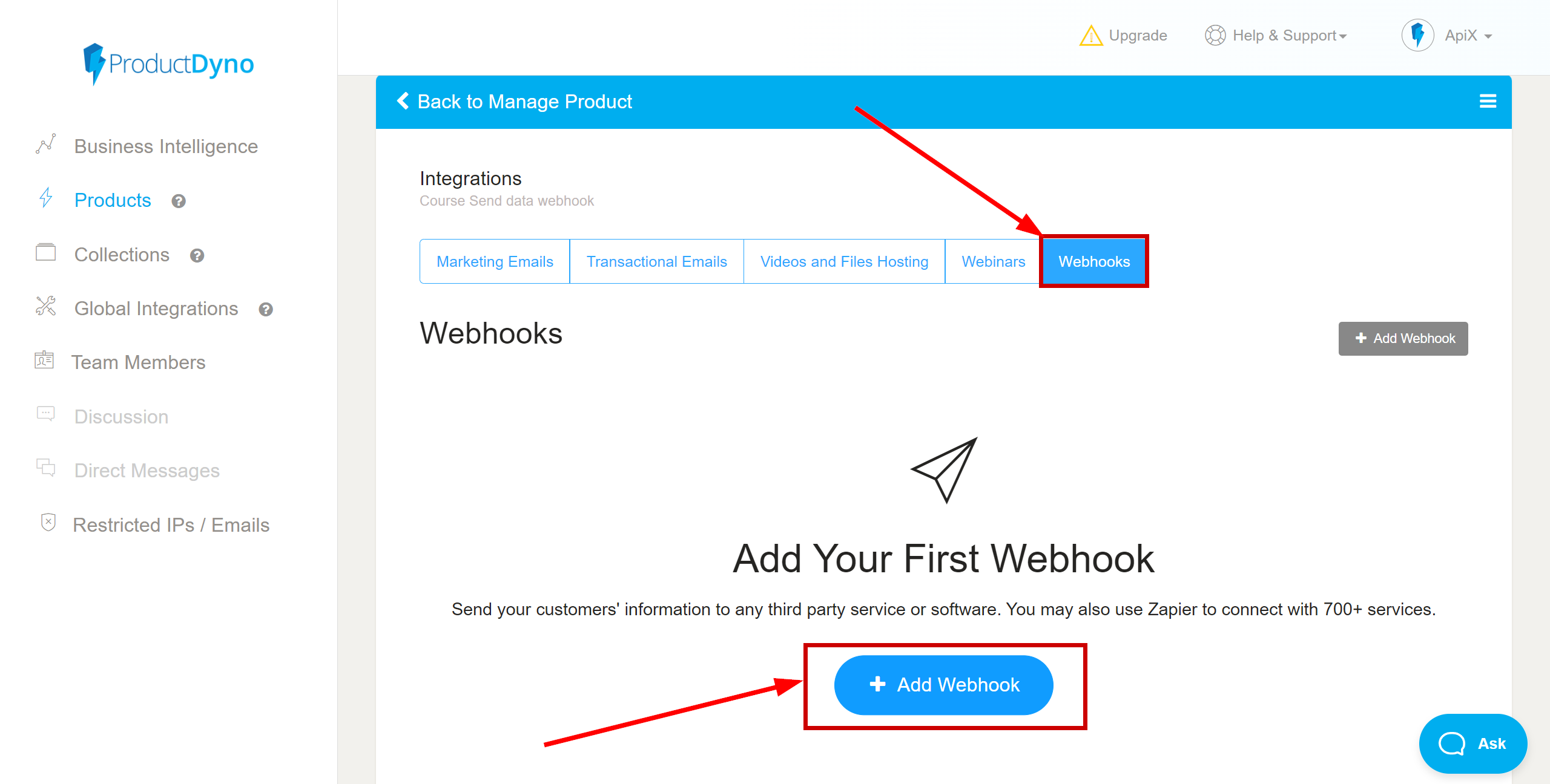 How to Connect ProductDyno as Data Source | Setting data transfer via Webhook